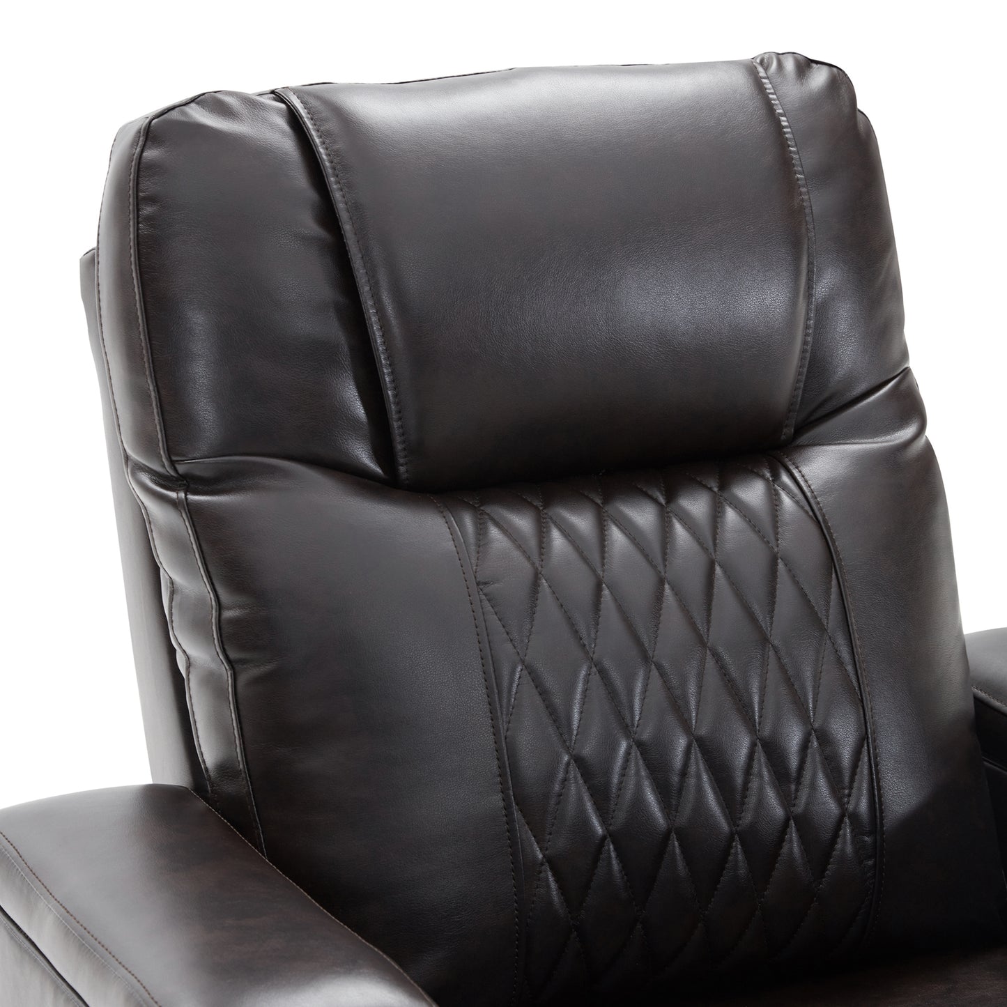 Electric Black Leather Recliner with USB Charger, Swivel Tray, and Hidden Storage