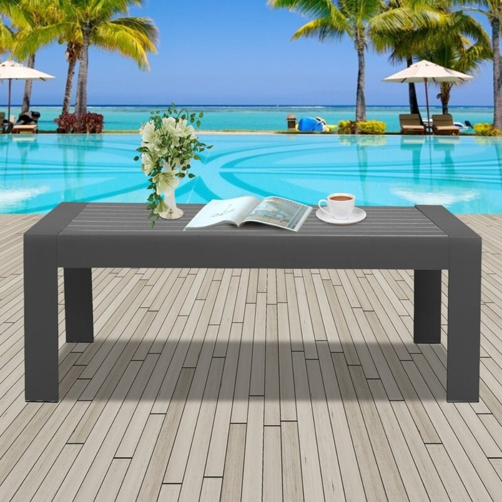 Outdoor Aluminum Rectangle Coffee Table with Grey Finish