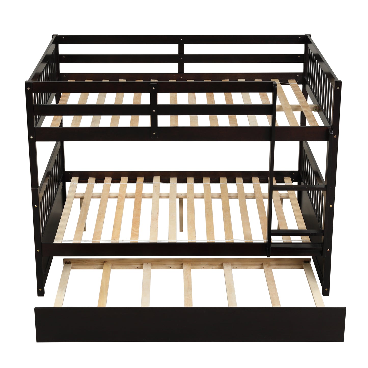 Espresso Rustic Full Size Bunk Bed Set with Trundle