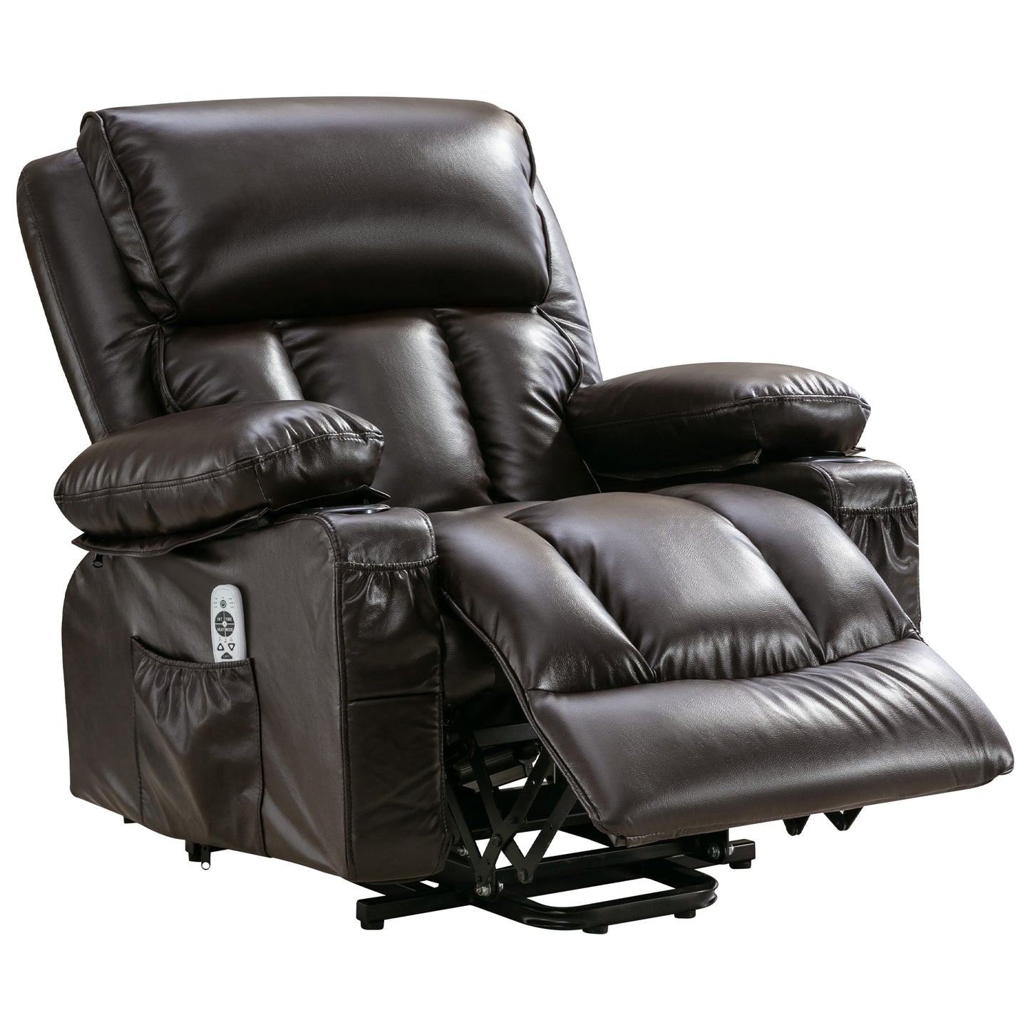 Electric Power Lift Recliner Chair with Heat and Massage, Brown