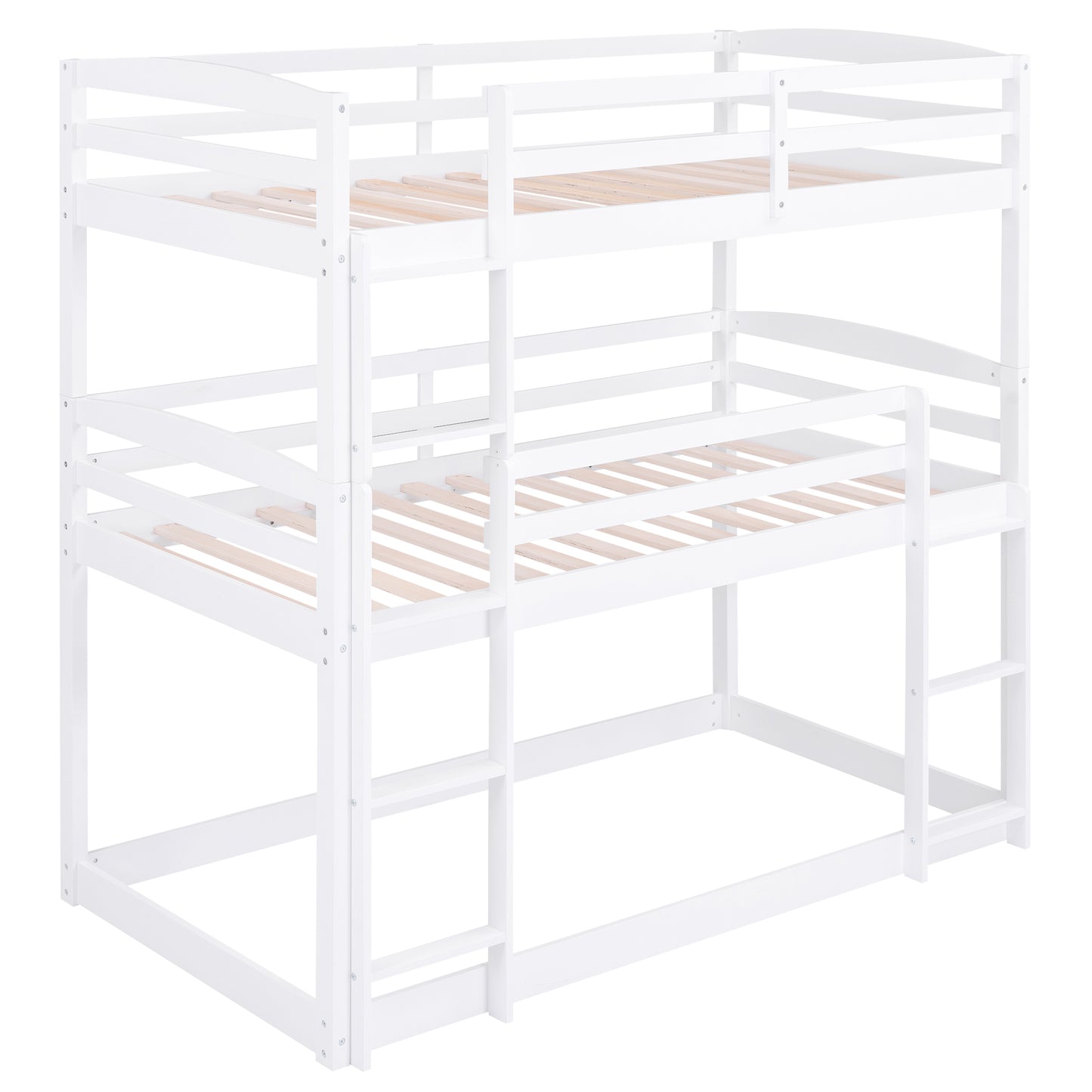 White Triple Bunk Bed with Three Twin Beds