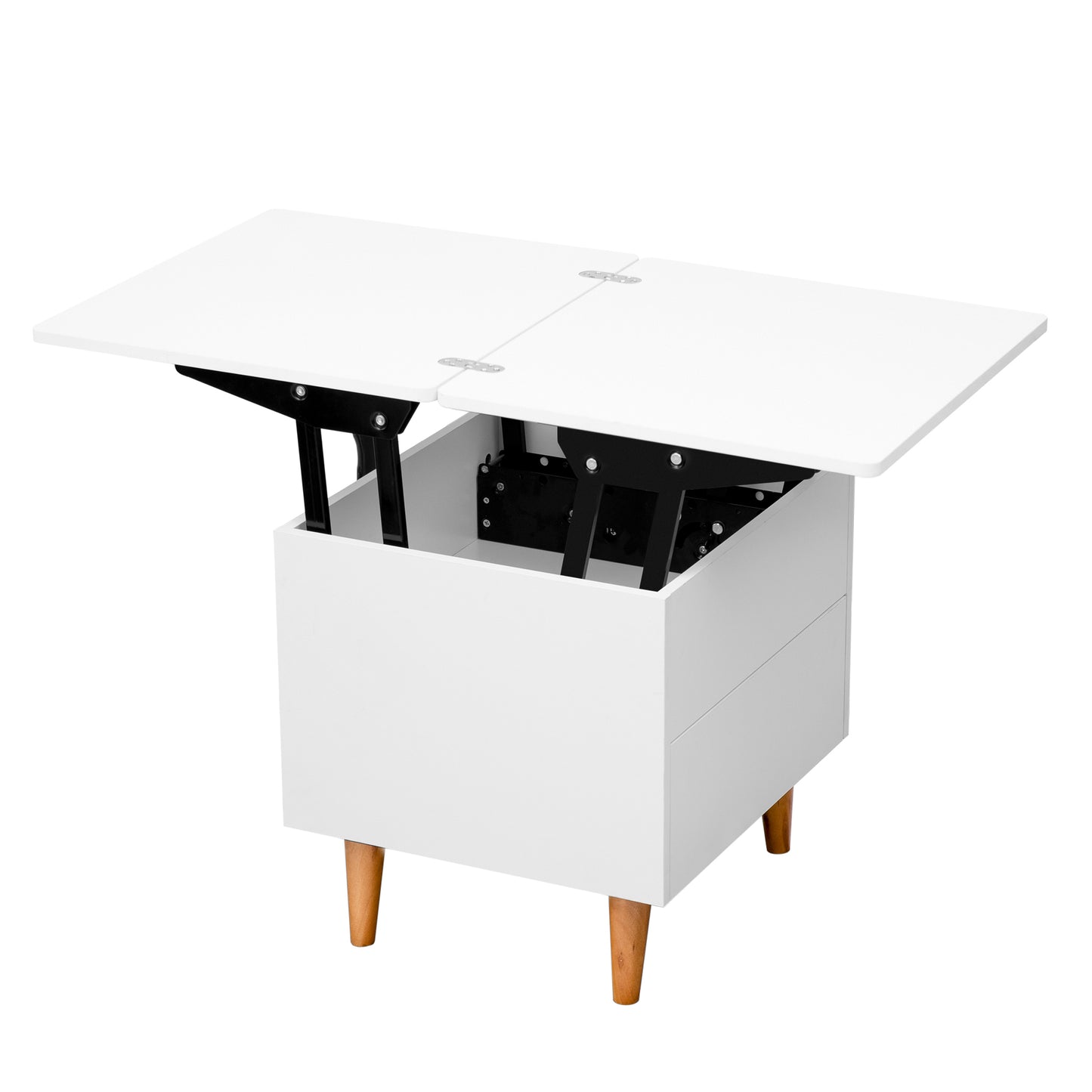 White Extendable Coffee Table with Storage & Lift Top