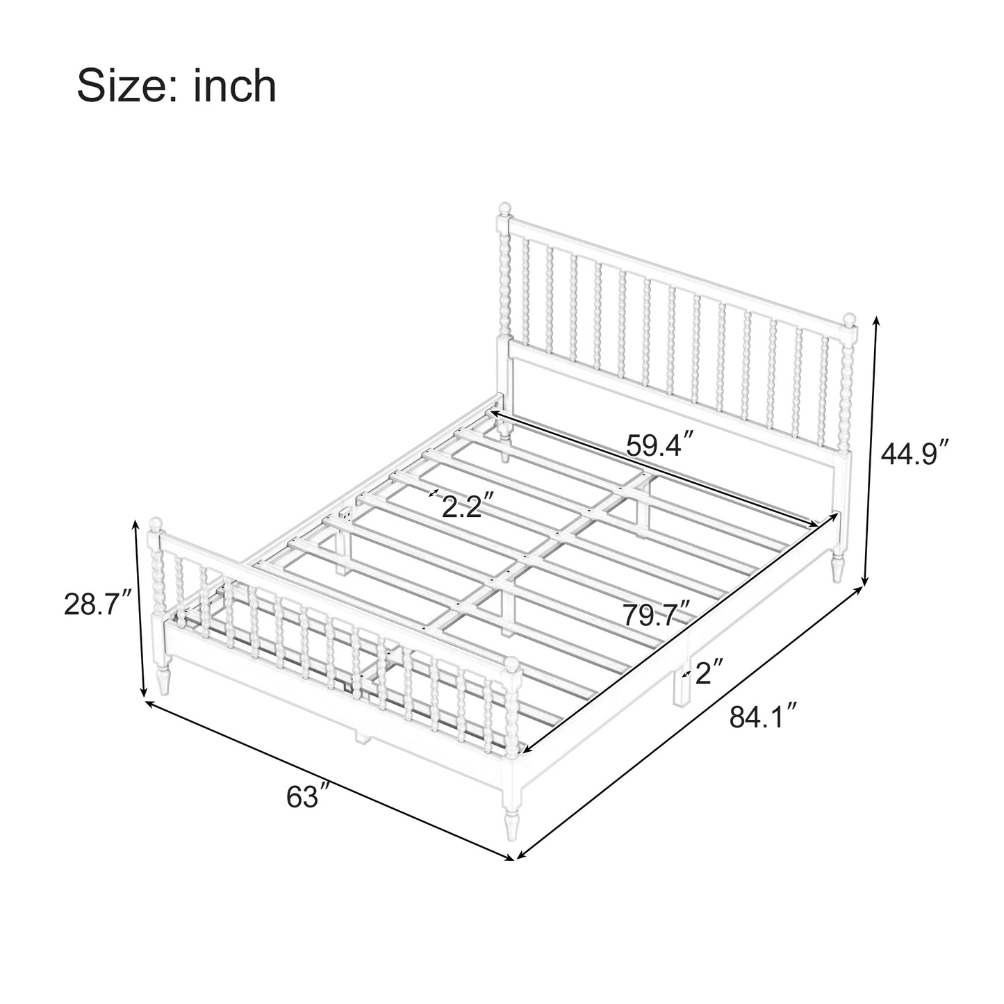 Queen Size Wood Platform Bed with Gourd Shaped Headboard and Footboard,Pink