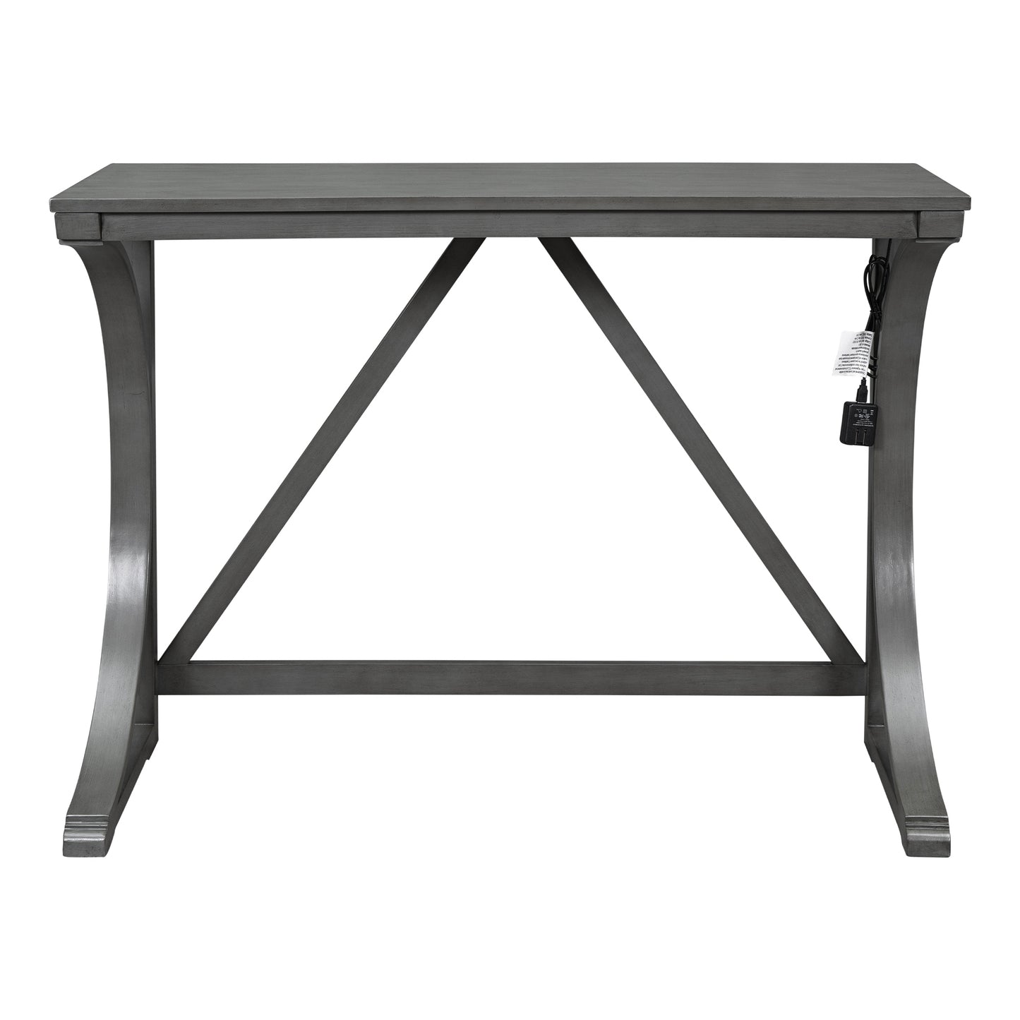 Farmhouse 3-Piece Counter Height Dining Table Set with USB Port and Upholstered Stools,Gray