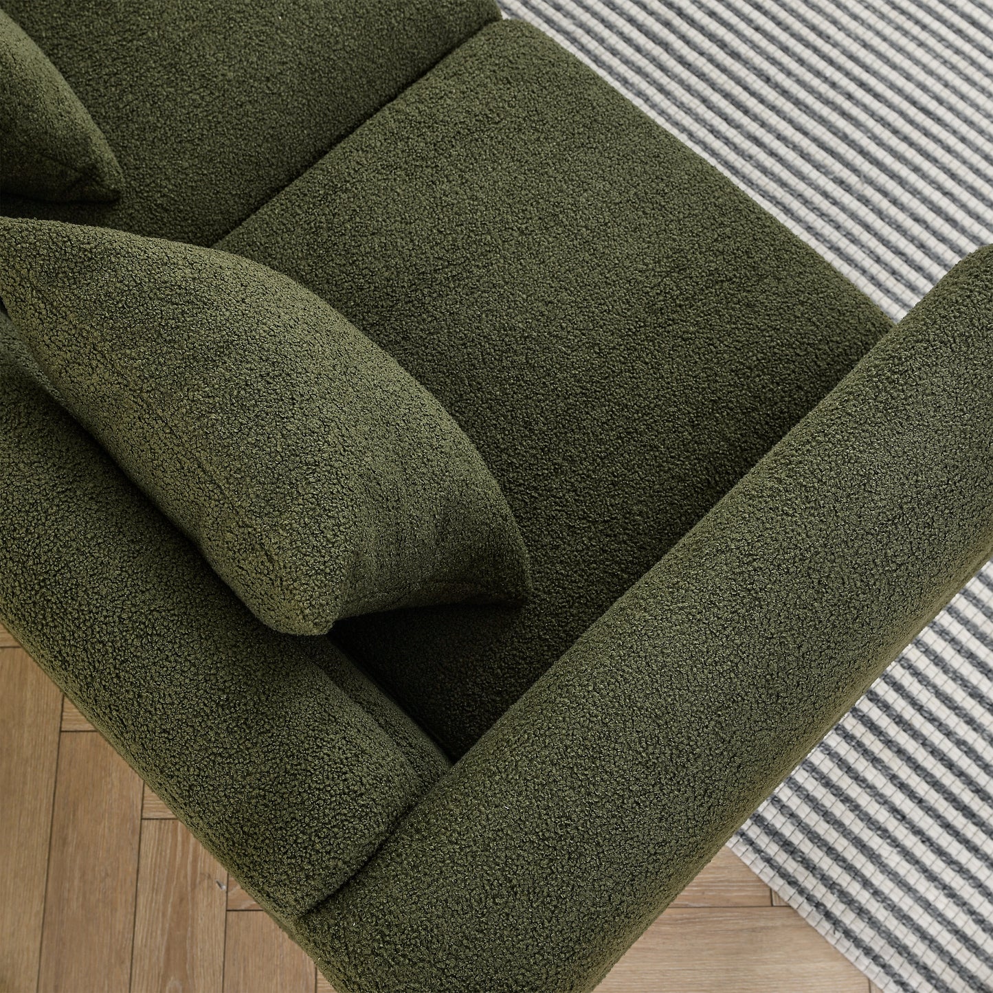 Oversized Green Teddy 3 Seater Sectional Sofa with Lumbar Pillows