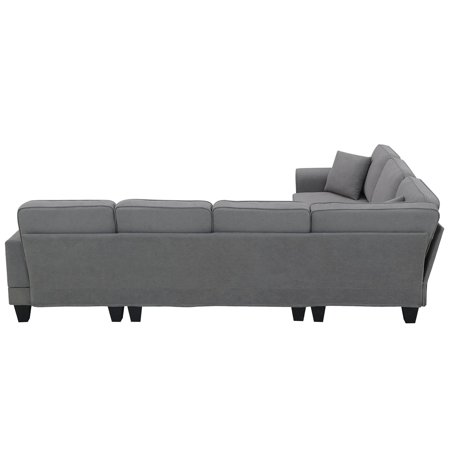 Modern U Shape Sectional Sofa Set with 3 Pillows, 7 Seat Fabric Sectional Sofa for Living Room, Apartment, Office