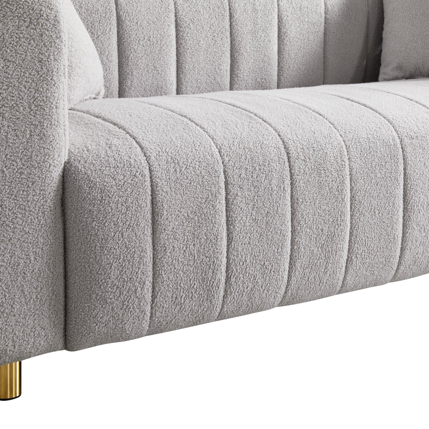 81.89 Large Modern Sofa with Plush Teddy Fabric and Gold Metal Legs, 3 Seater Upholstered Love Seat Furniture