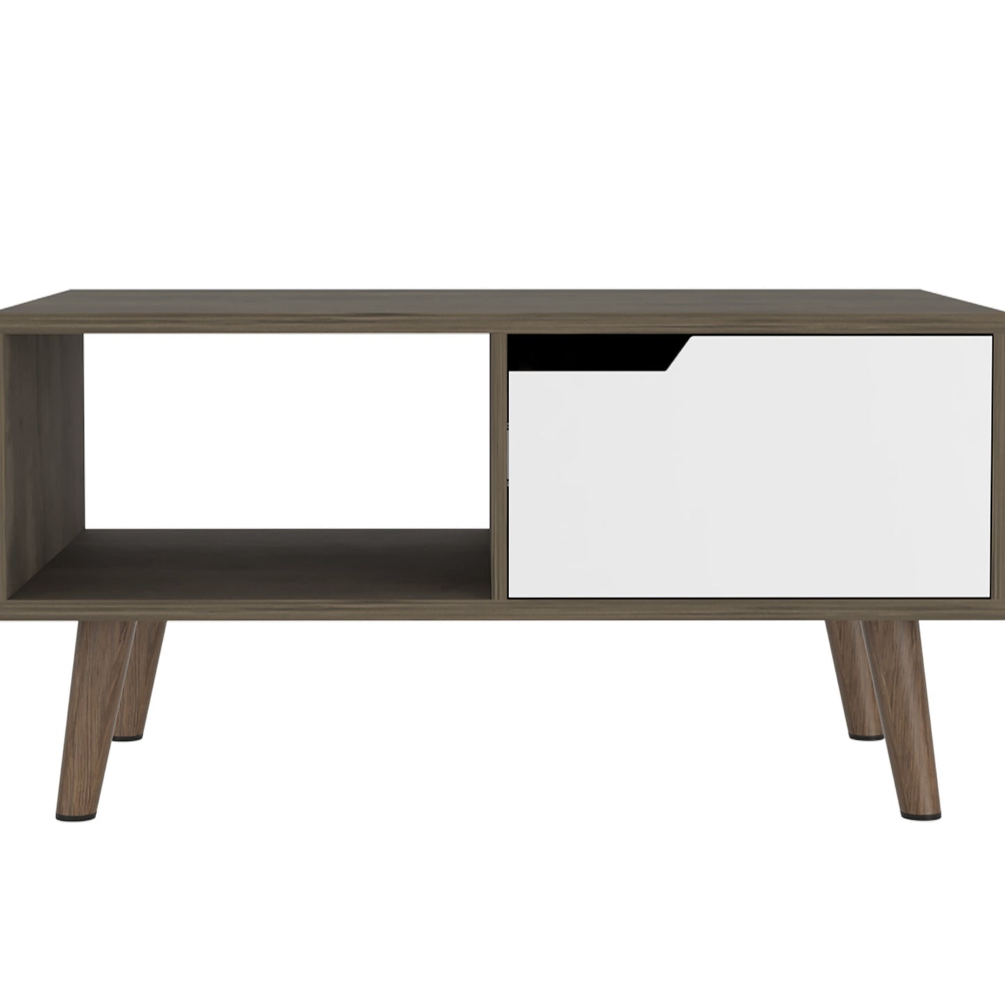 Bull Coffee Table 2.0 with Drawer, Four Legs, Dark Brown / White Finish