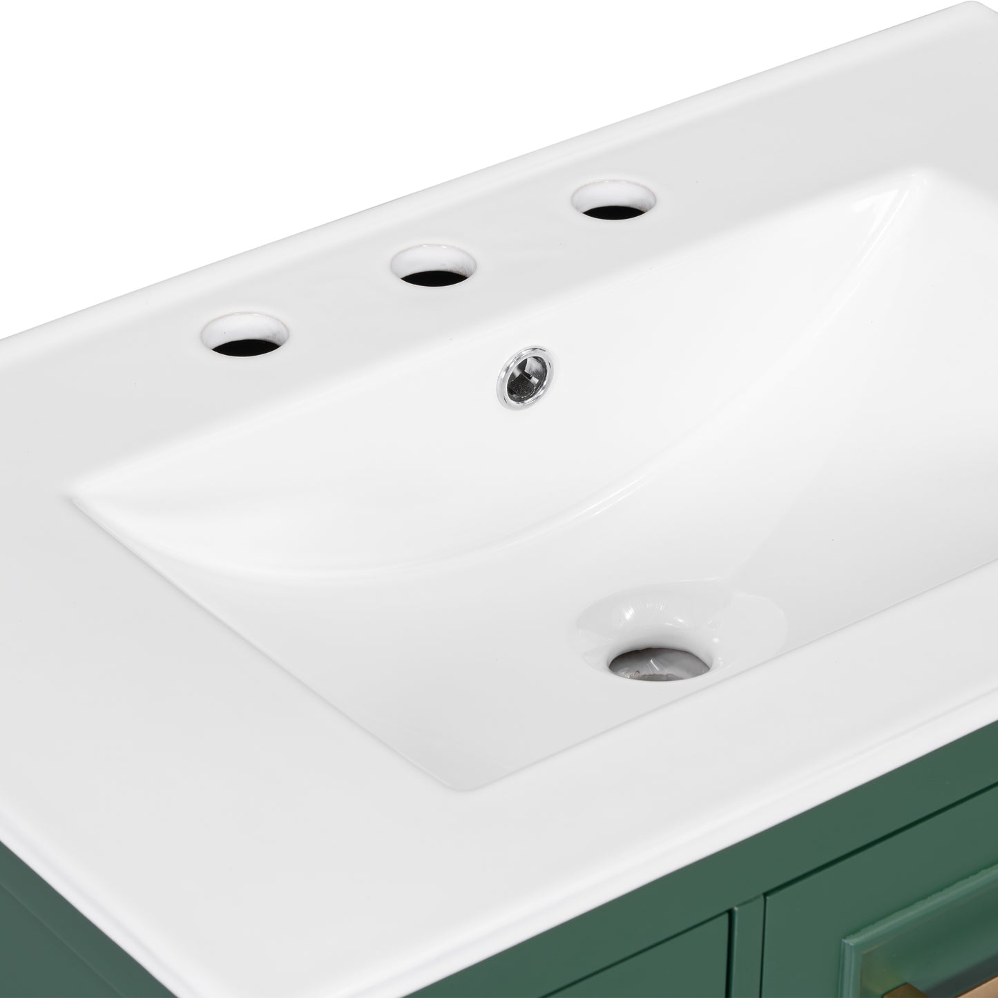 30" Bathroom Vanity with Sink Top, Bathroom Vanity Cabinet with Two Doors and Two Drawers, Solid Wood Frame, One Package, Green