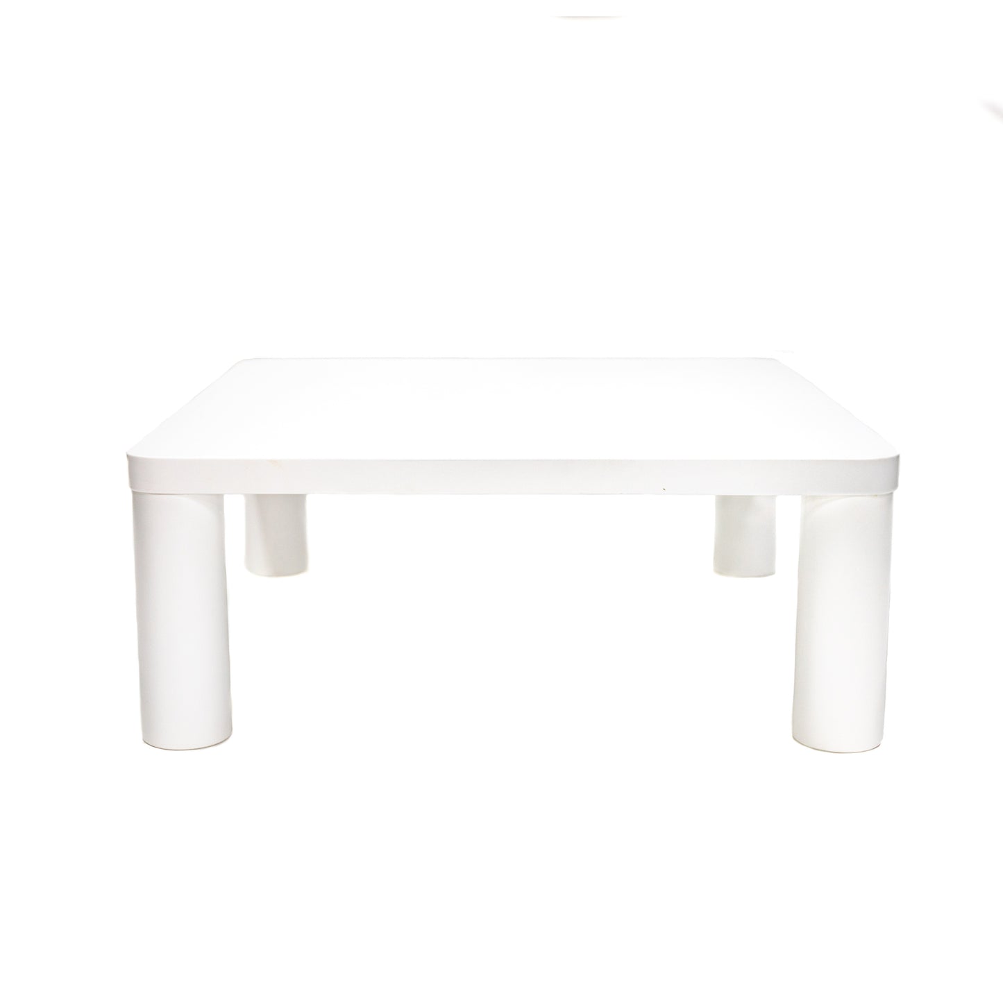 Cream White Square Coffee Table with Rounded Corner Design