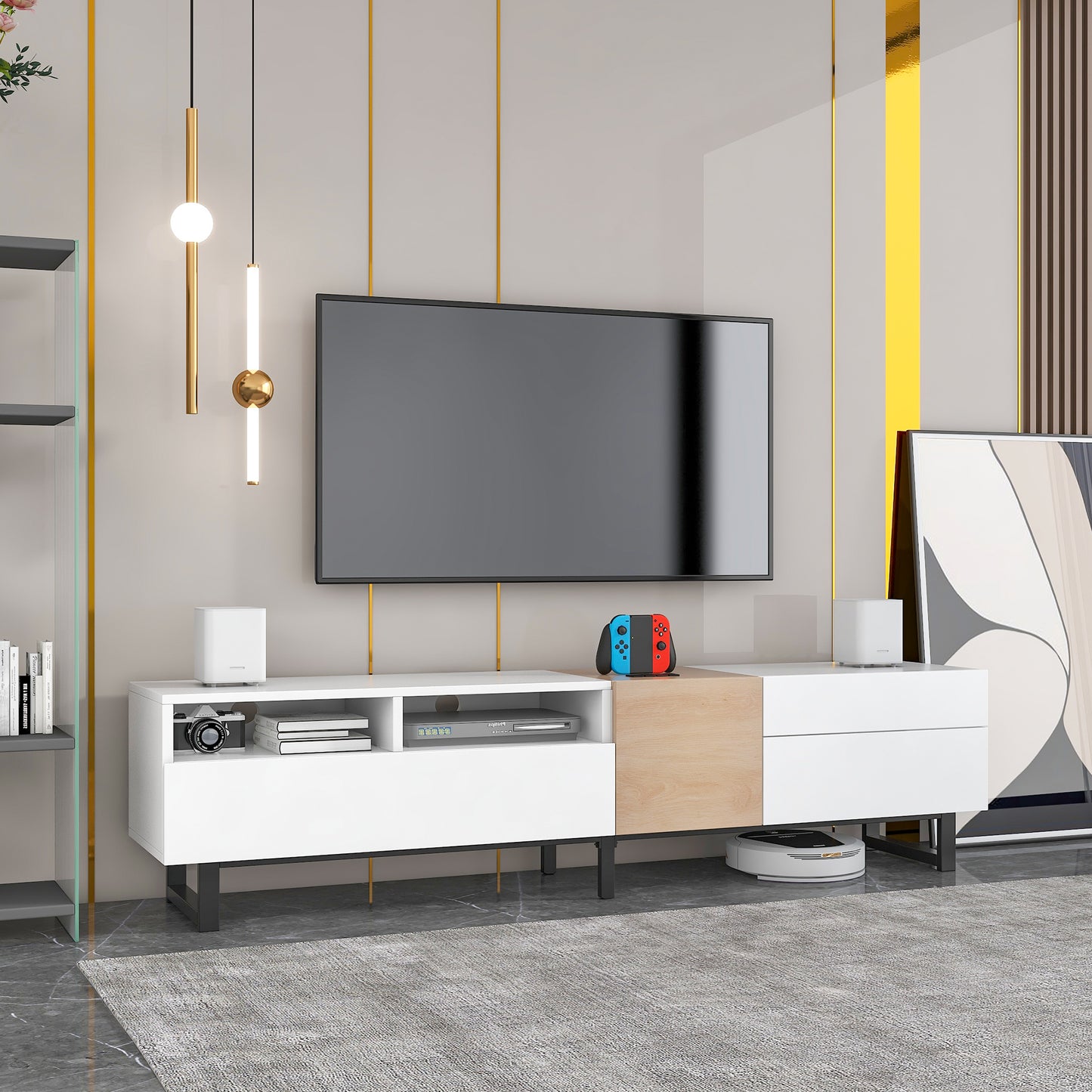 Entertainment Center: Sleek TV Stand with Double Storage for 80'' TV