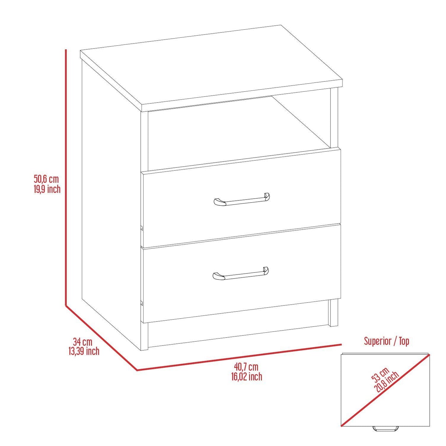 Brookeline 2-Drawer 1-Shelf Rectangle Nightstand Light Oak