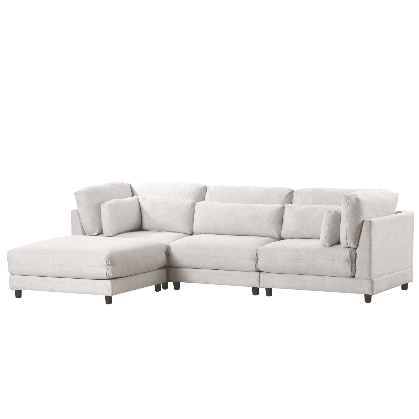 U_STYLE 2 Pieces L shaped Sofa with Removable Ottomans and comfortable waist pillows