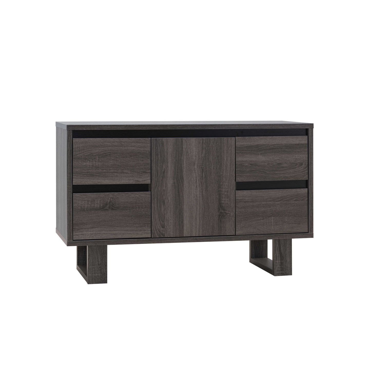 Rustic Grey and Black TV Stand with Spacious Storage