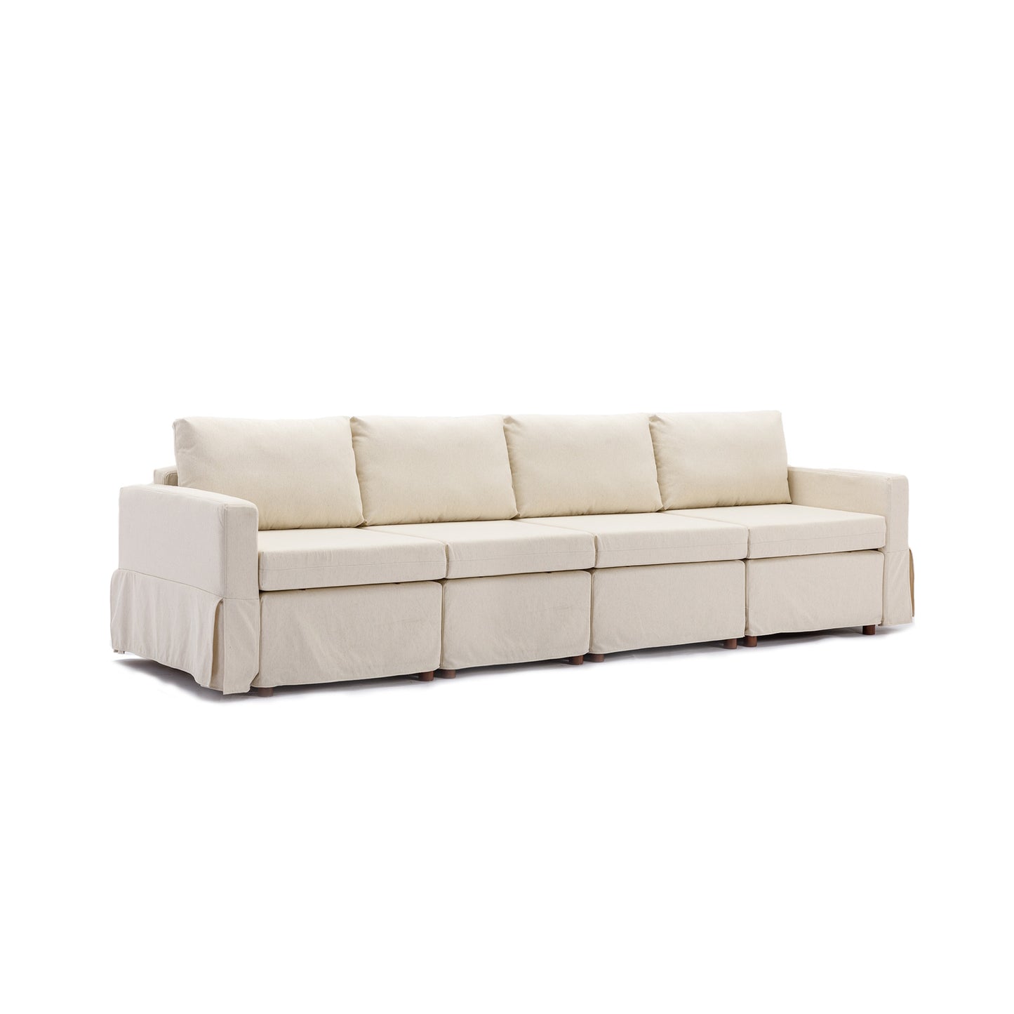 Elegant Cream Modular Sectional Sofa with Ottoman and Washable Cushions