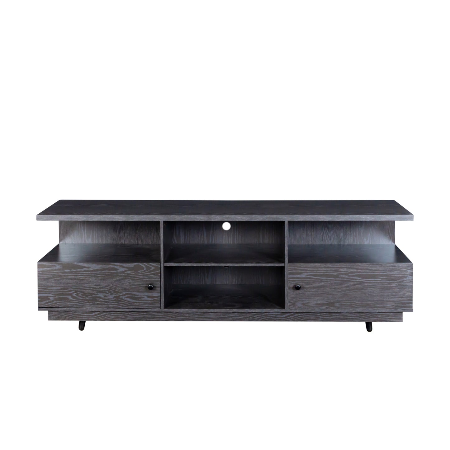 Contemporary Wooden TV Stand with 2 Doors and 4 Open Shelves