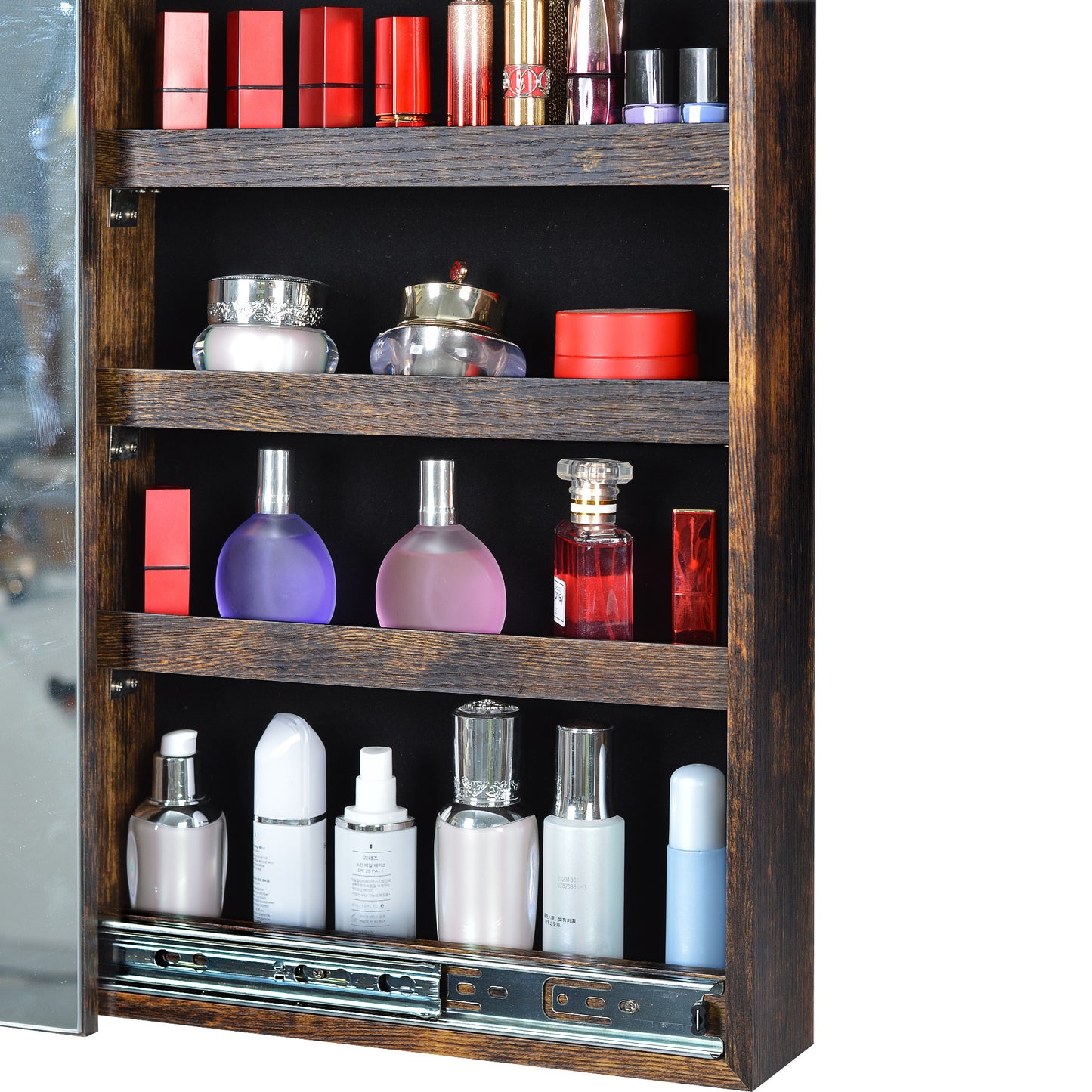 Full Mirror Jewelry Storage Cabinet With with Slide Rail Can Be Hung On The Door Or Wall