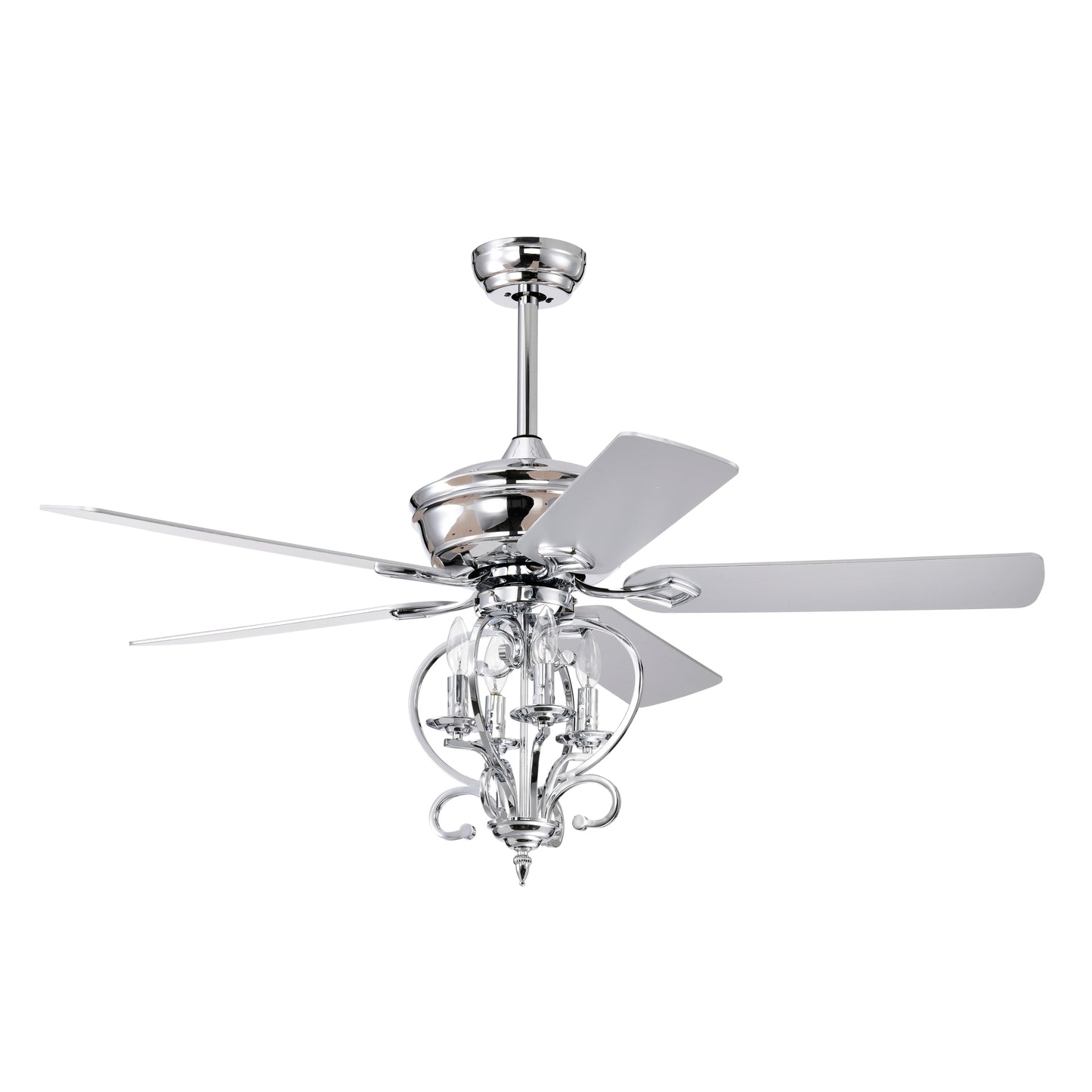 52-inch Silver Traditional Ceiling Fan with Reversible Airflow and Remote Control