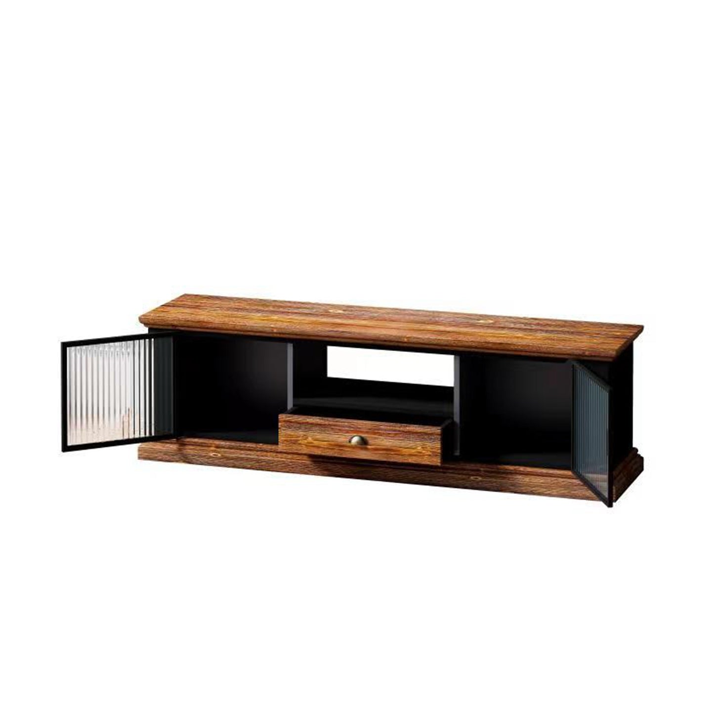 Sleek TV Console Table with Storage Cabinets and Drawer, Media Cabinet for Home Decor