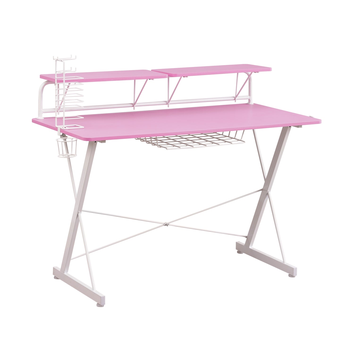 Peak Performance Gaming Desk with Pink Accents by Techni Sport