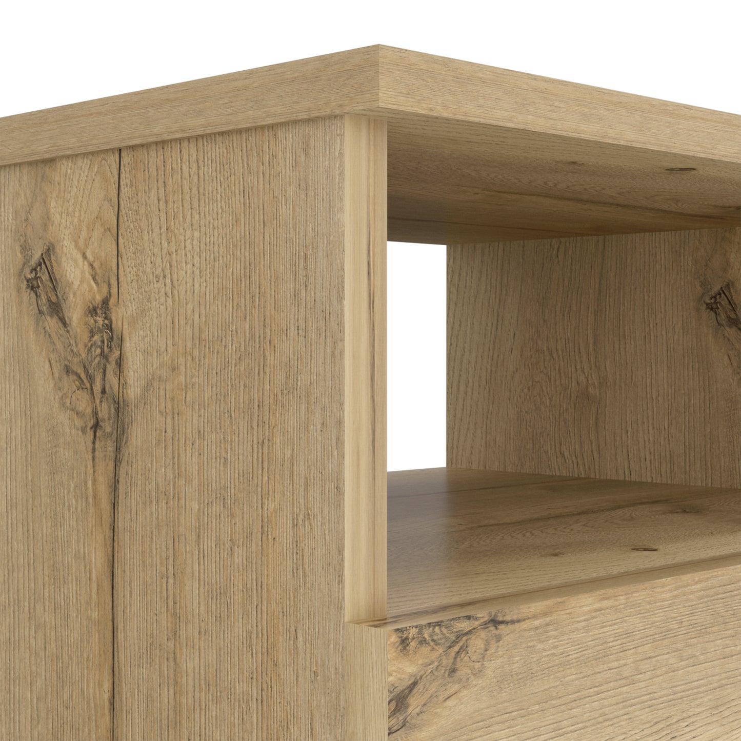 Nightstand Olienza, Two Drawers, One Shelf, Light Oak Finish