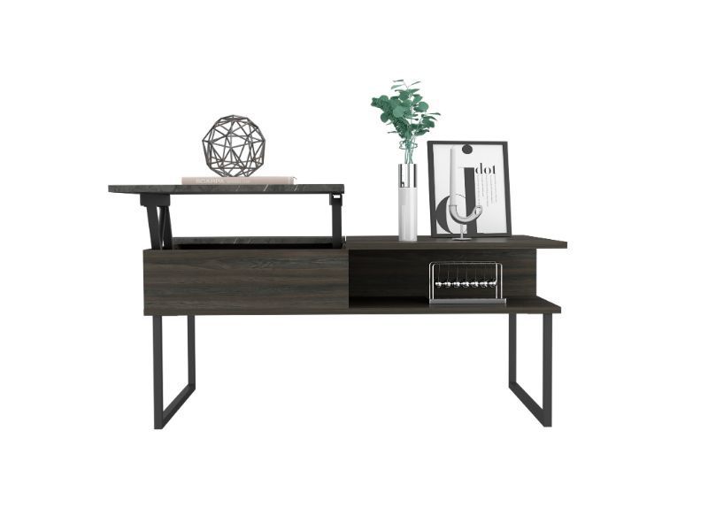 Rustic Charm Lift Top Coffee Table with Woody Design