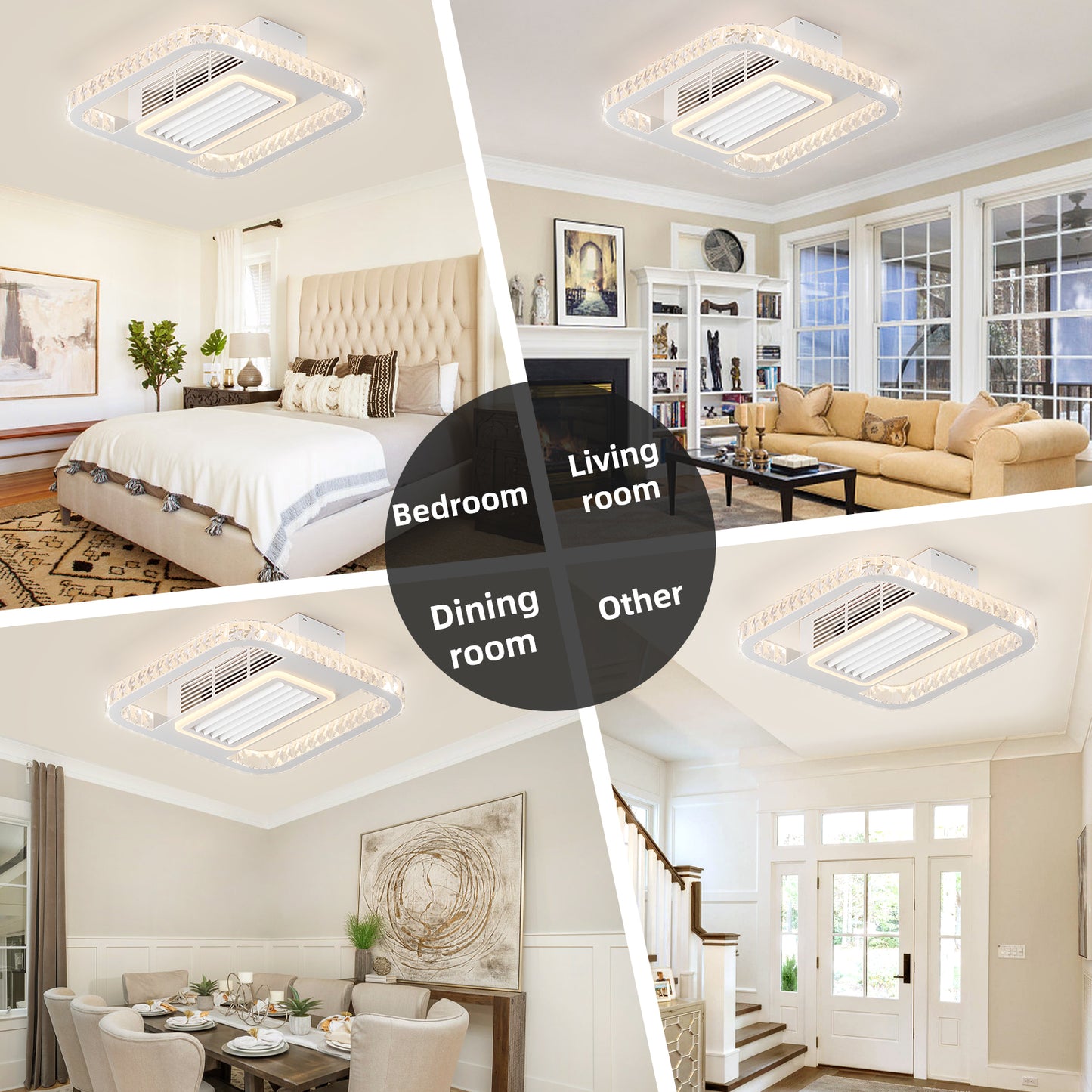 21-inch Innovative Bladeless Ceiling Fan with Remote Control, Washable Filters, Reverse Motor