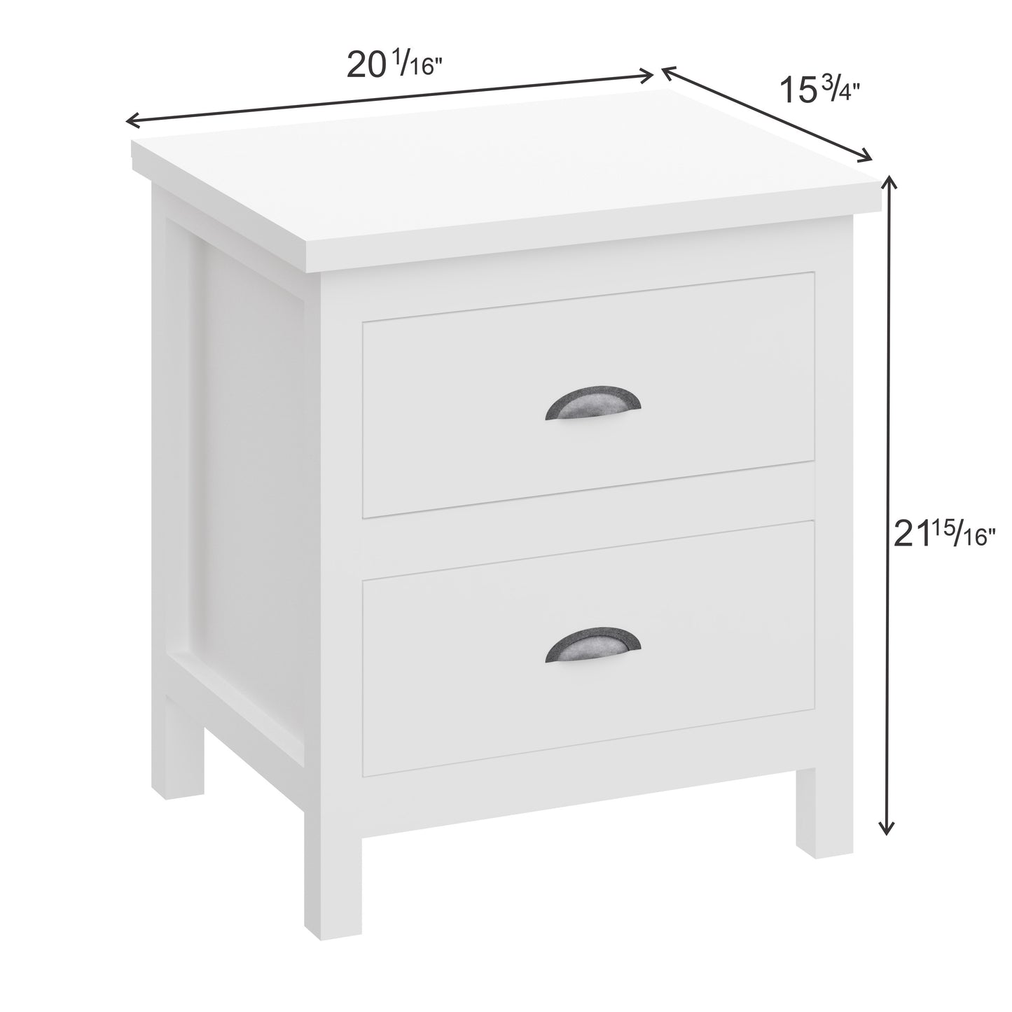 Versatile Solid Wood White Night Stand, Bedside Table, End Table, Desk with Drawers for Living Room, Bedroom