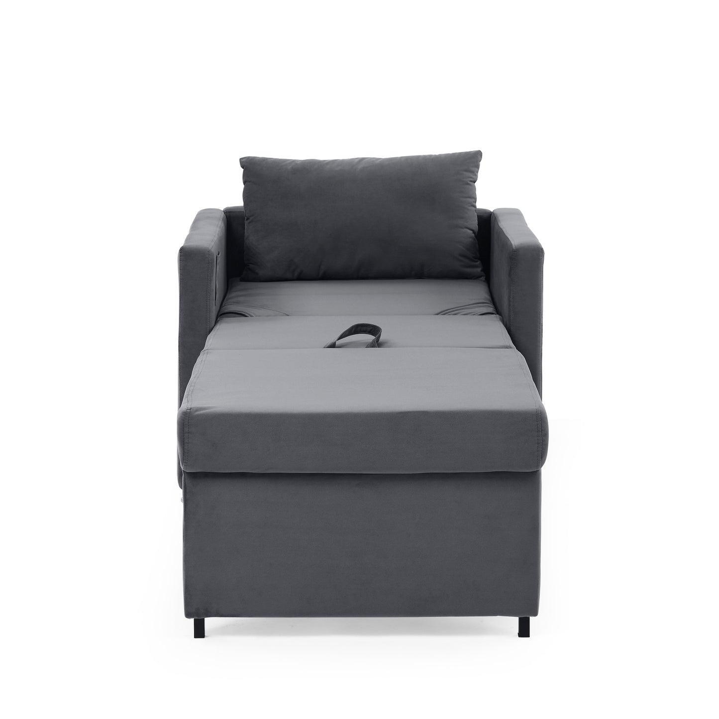 Sofa Bed Chair 2-in-1 Convertible Chair Bed, Lounger Sleeper Chair for Small Space with One Pillow, Grey Velvet