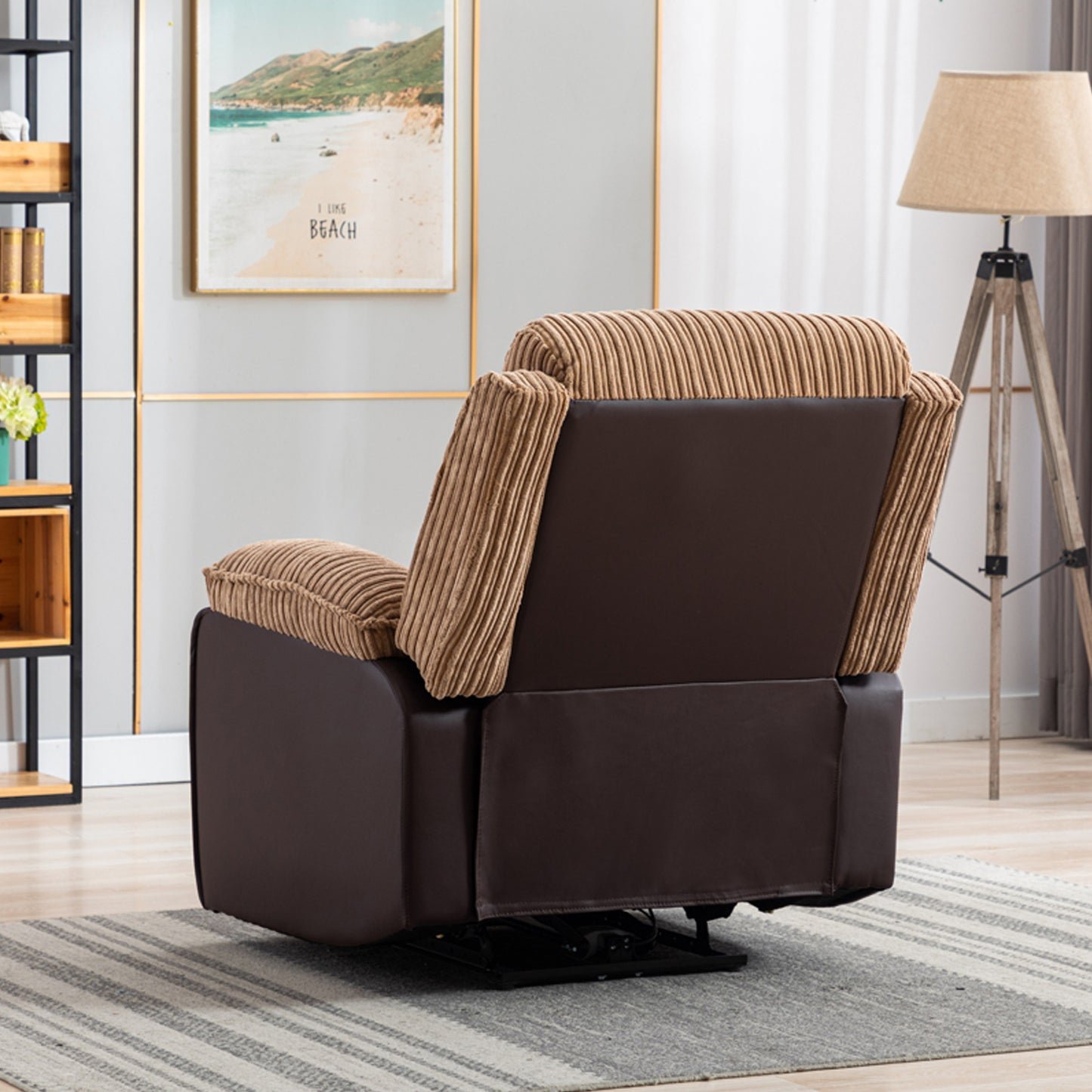 Luxurious Brown Fabric Electric Recliner Chair with Adjustable Backrest and Remote Control