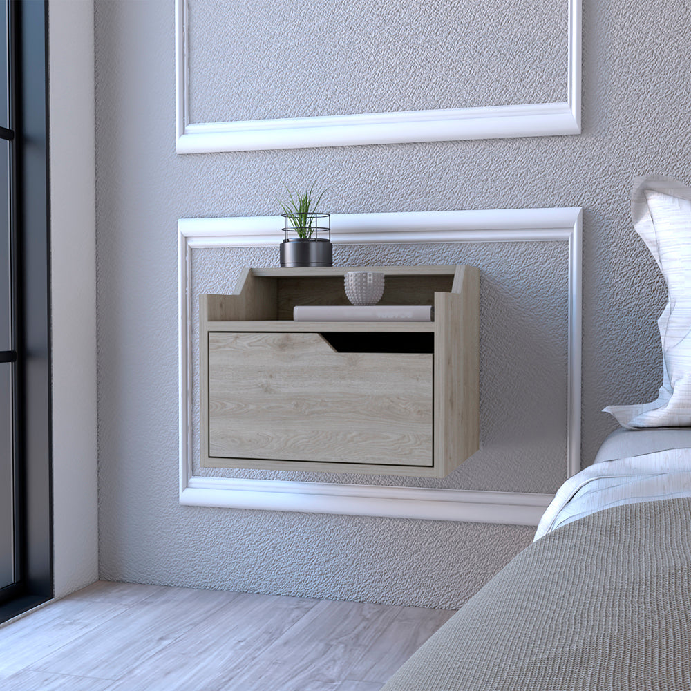 Floating Nightstand Chester, Bedroom, Light Gray