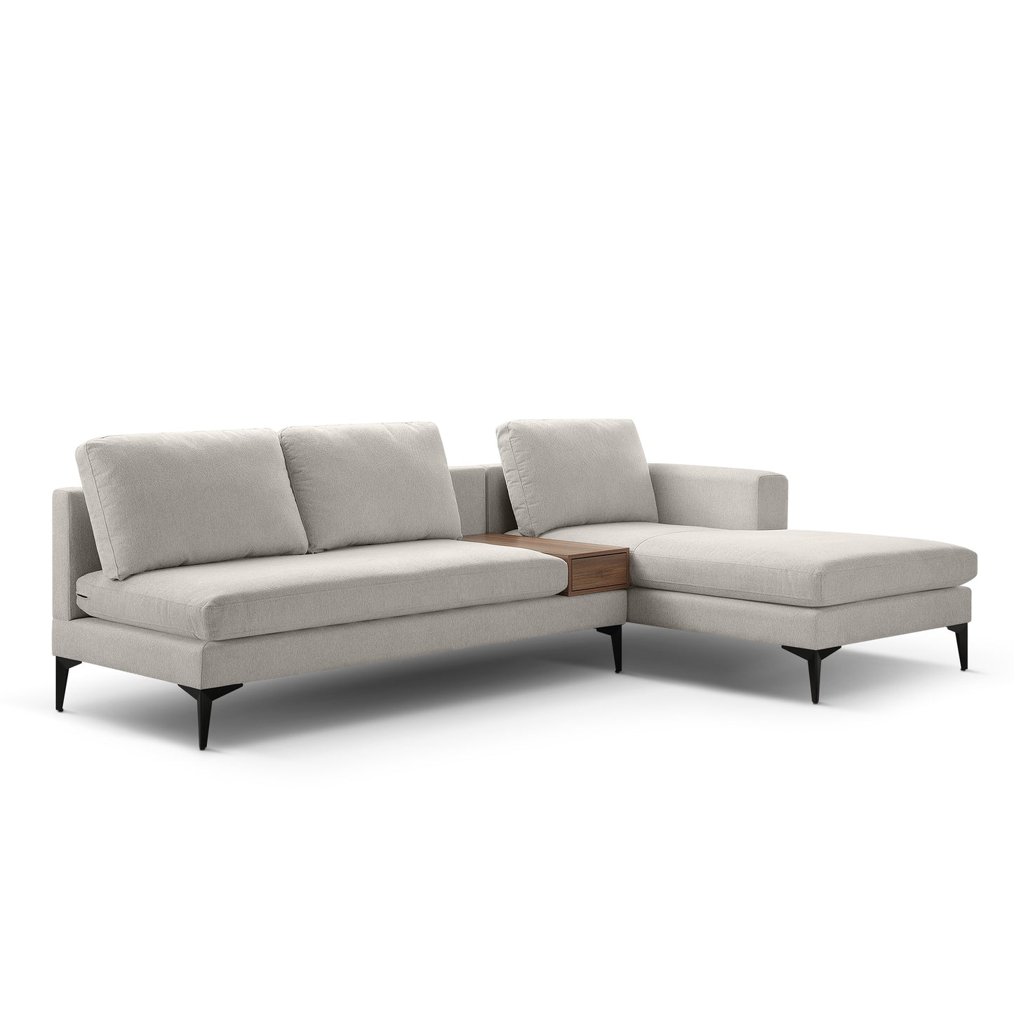 L Shape Modern Sectional L Shape Couch Sofa with Reversible Chaise and Armless 2 Seater Loveseat , 2 Piece Free Combination Sectional Couch with Left or Right Arm Facing Chaise, Texture Champange