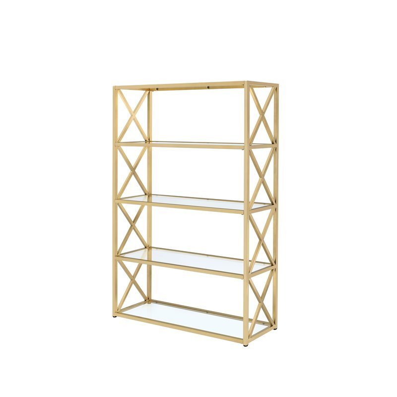 Milavera Bookshelf in Gold & Clear Glass 92460