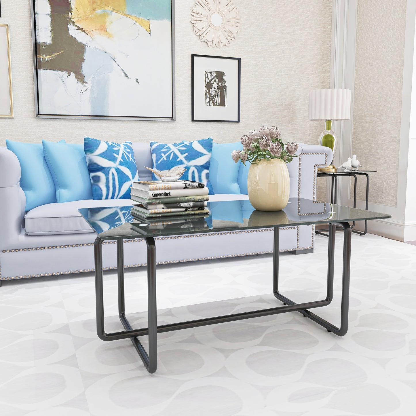 Black Modern Glass Coffee Table for Stylish Living Rooms