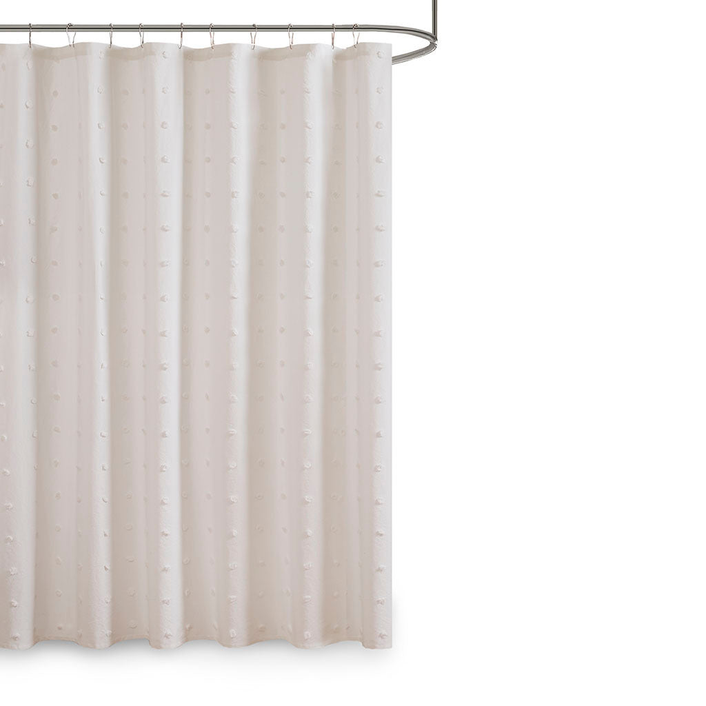 Ivory Cotton Pom Pom Bathroom Shower Curtain