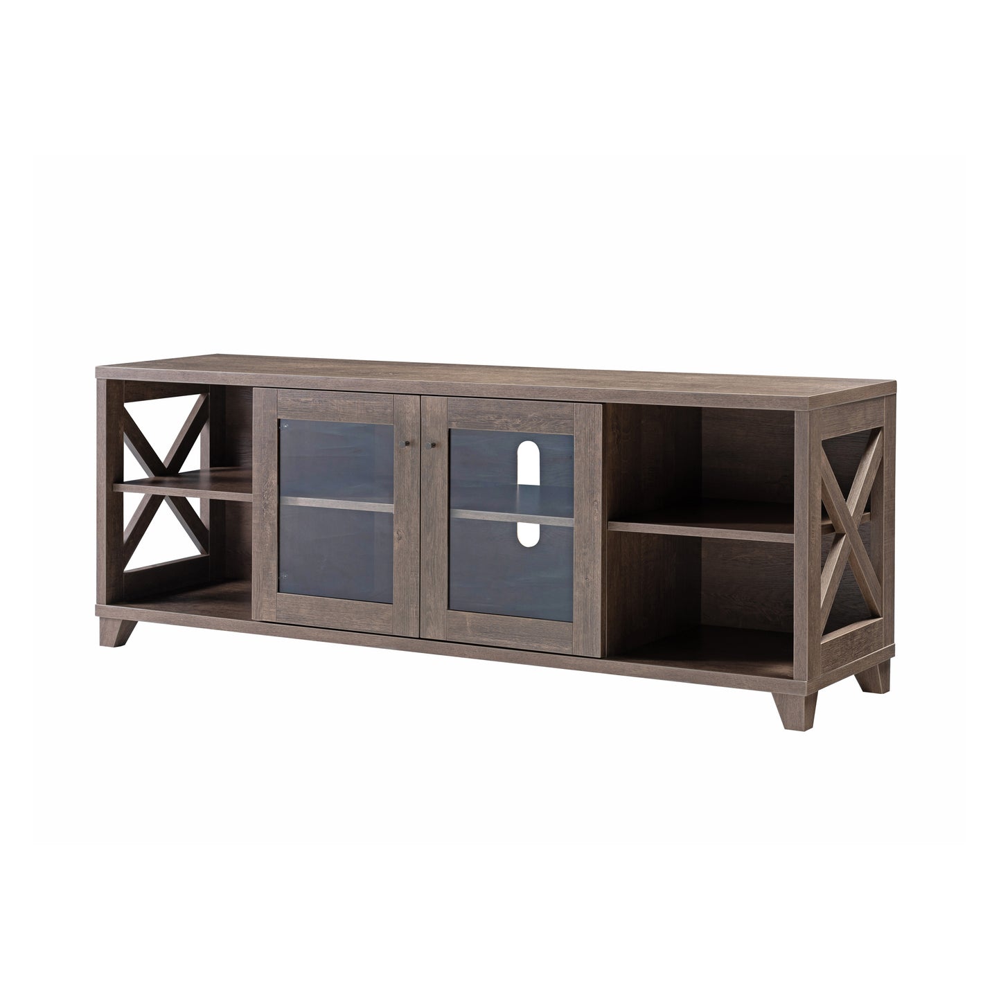 Walnut Oak TV Stand with Unique Storage Solutions