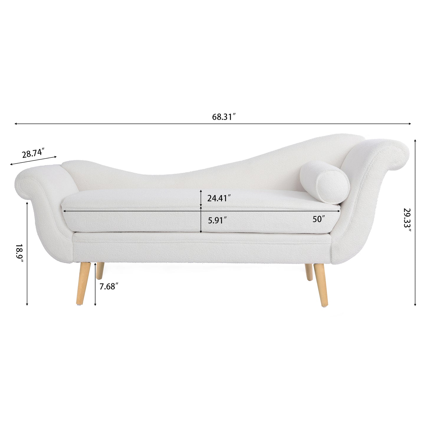 Chaise Lounge with Scroll Arms