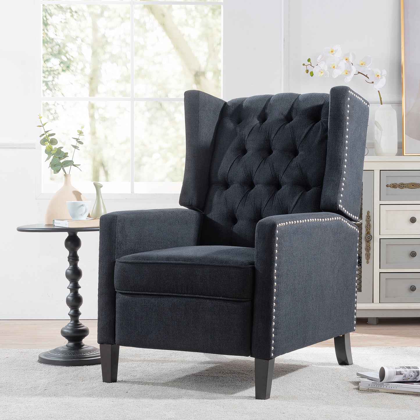 27.16 Wide Manual Wing Chair Recliner with Durable High Color Fastness Fabric