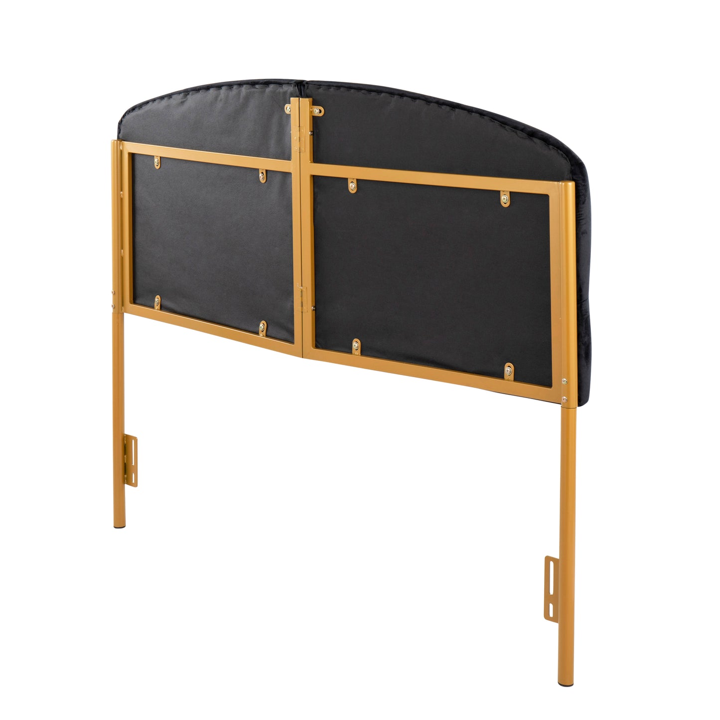 Lindsey Contemporary/Glam Queen Headboard in Gold Steel and Black Velvet by LumiSource