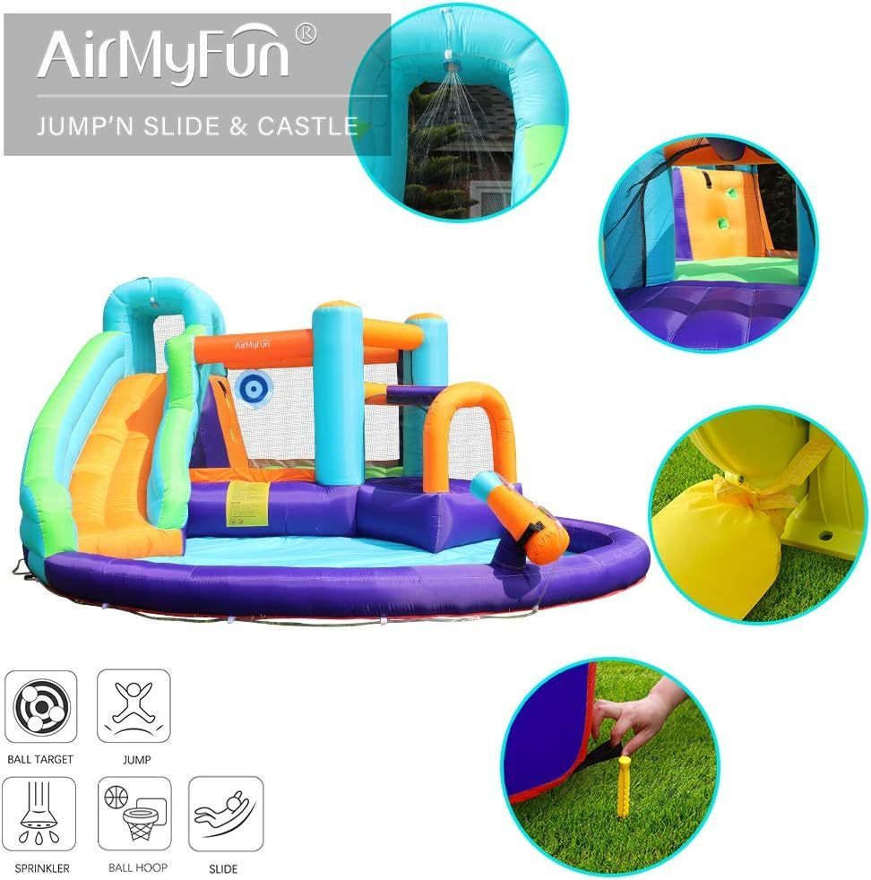 Inflatable Bounce House with Water Slide and Air Blower