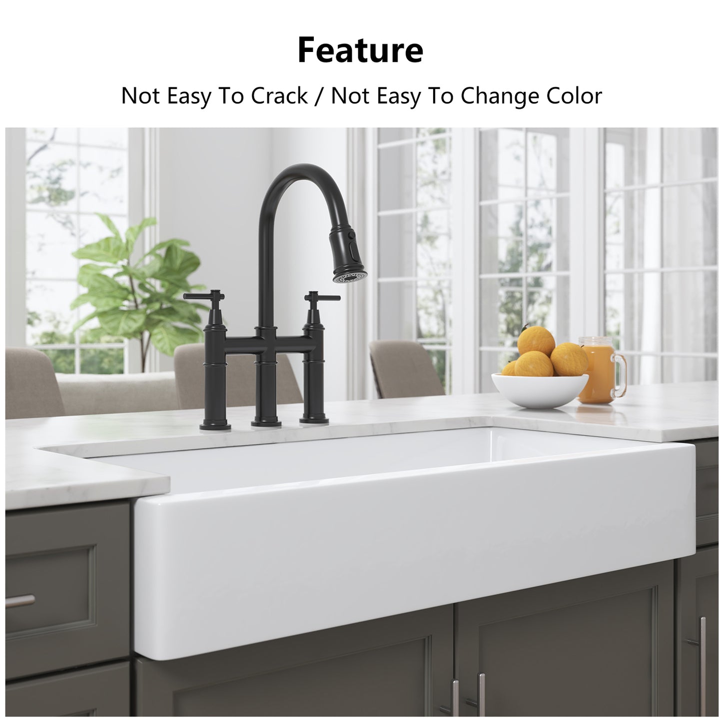 Elegant 37-Inch White Fireclay Farmhouse Kitchen Sink