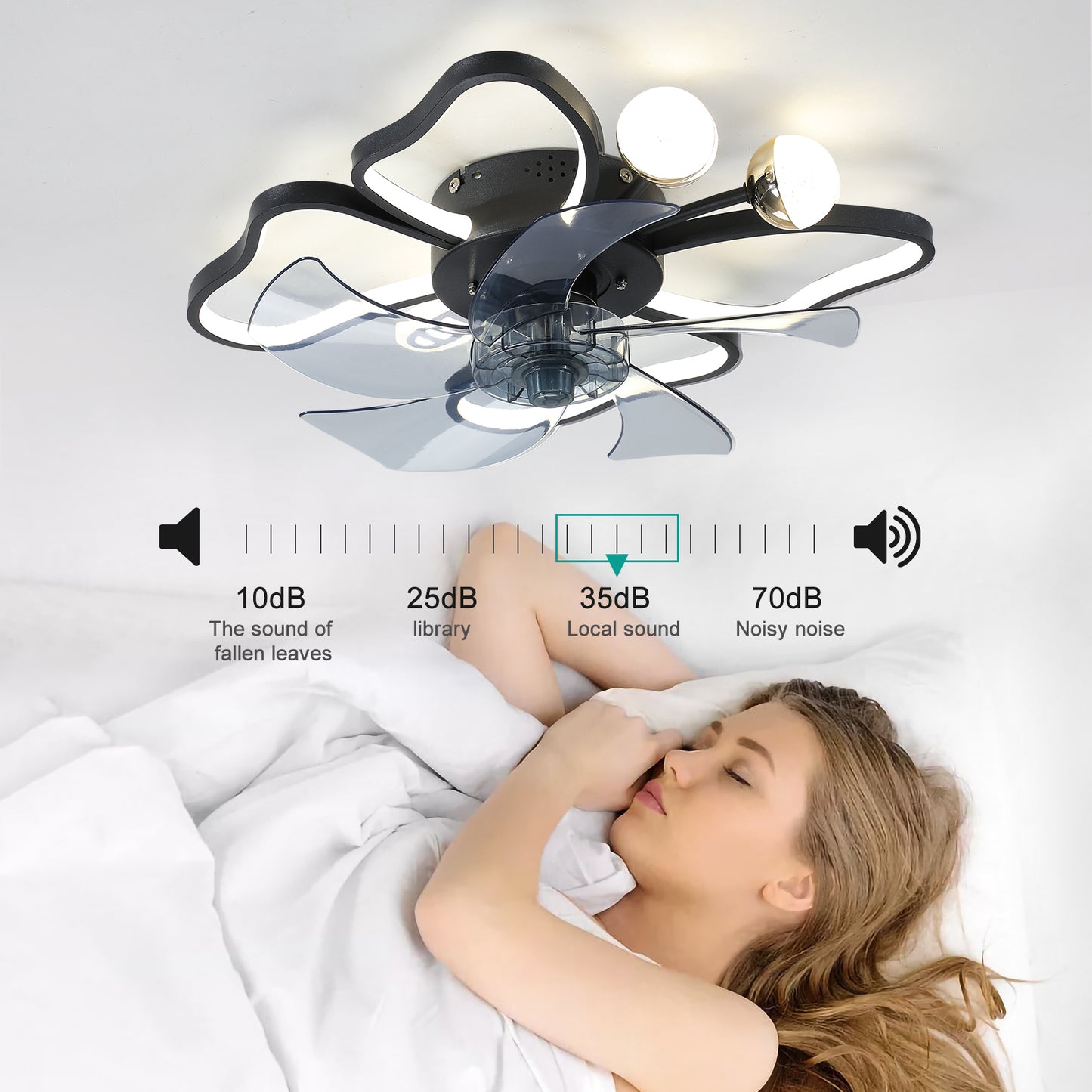 Black Butterfly Design Ceiling Fan with Remote Control and Dimmable LED Lights