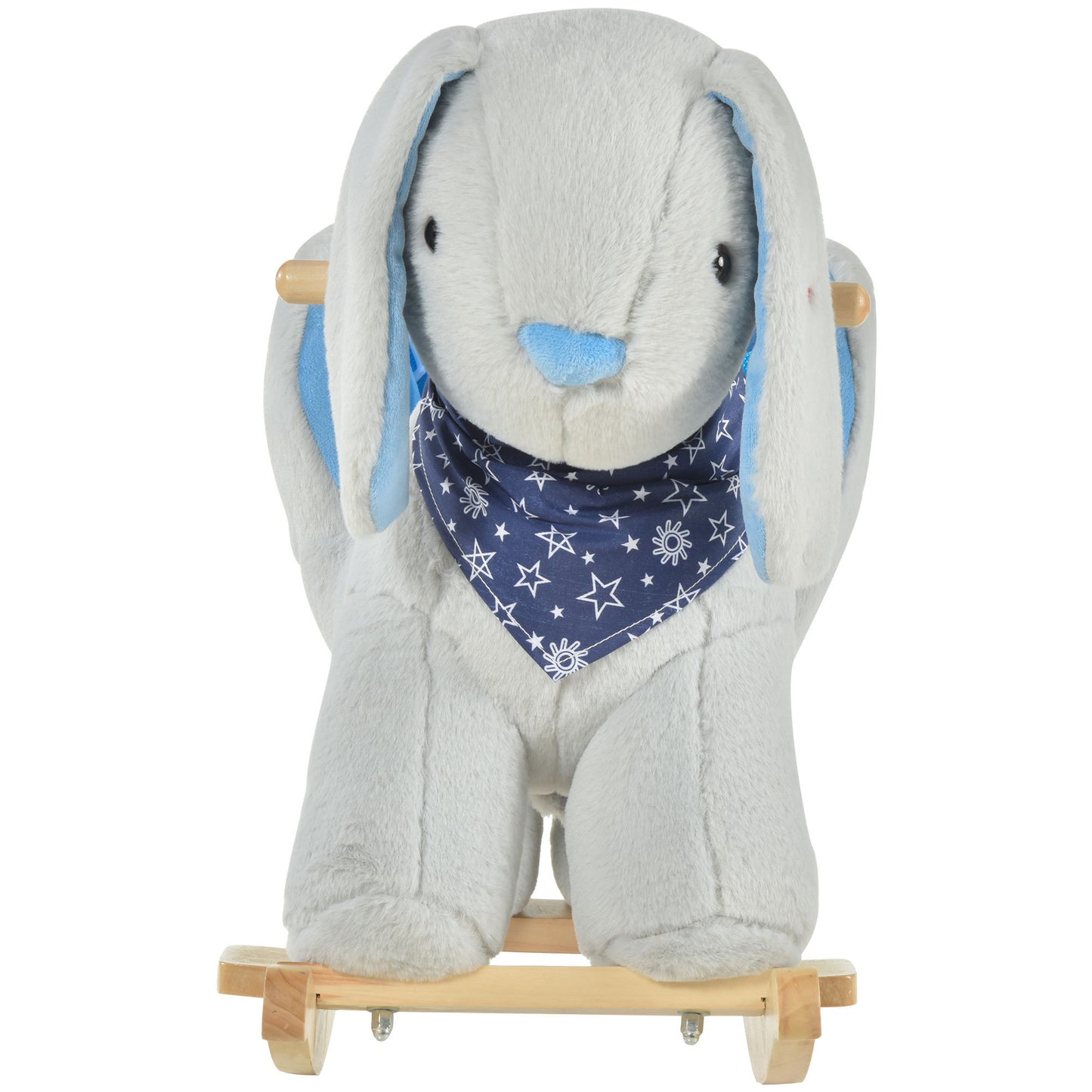 Qaba Kids Ride-On Bunny Rocking Horse Toy with Music & Soft Plush Fabric