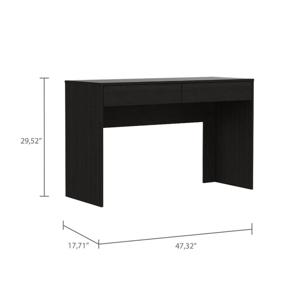 Sleek Black Writing Desk with Two Drawers