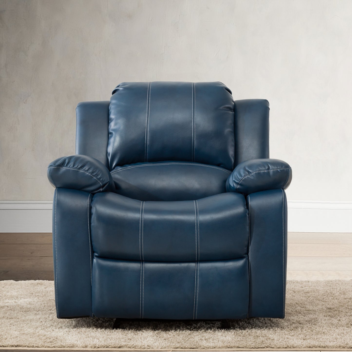 Luxurious Navy Blue Leather Gel Recliner with Easy Reclining Mechanism