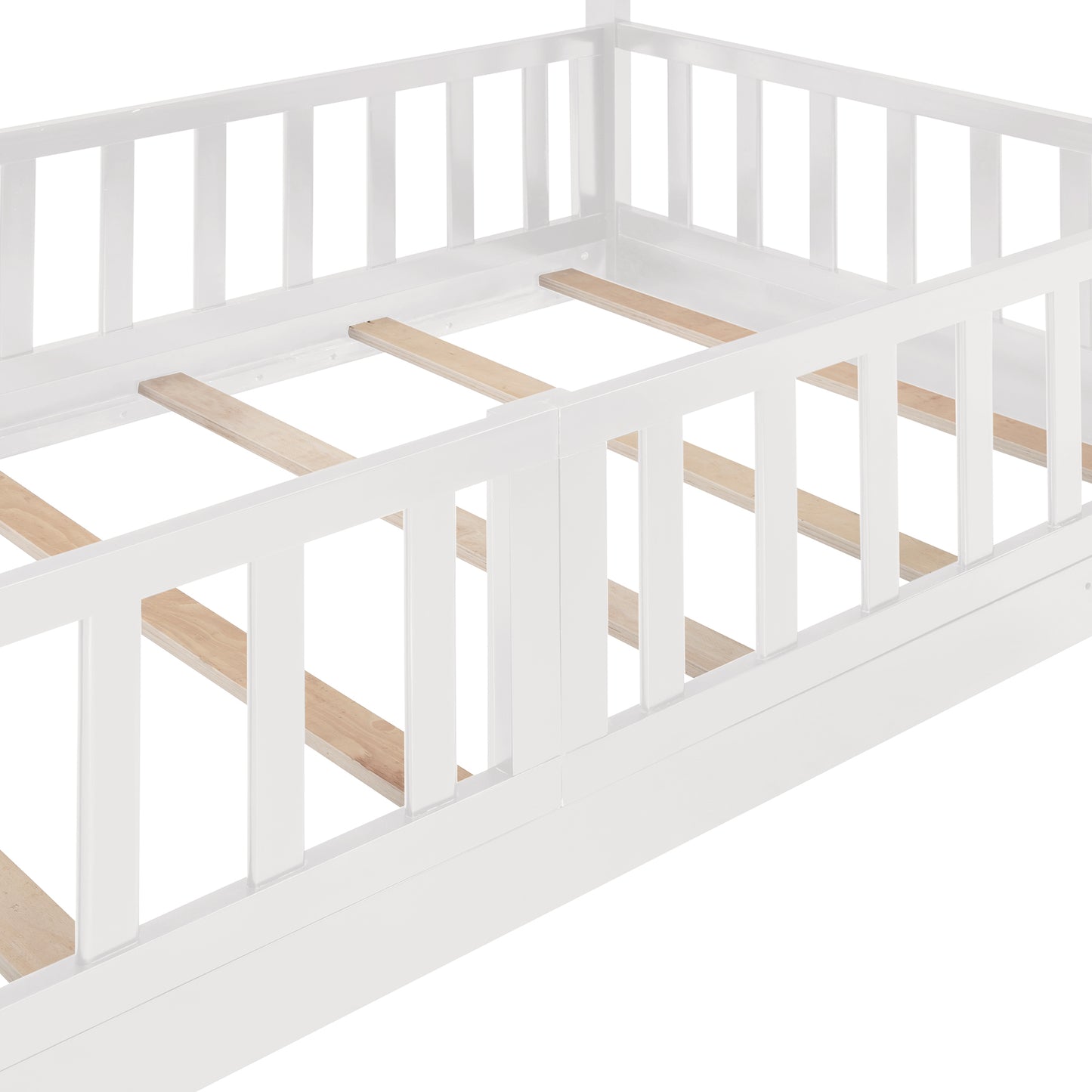 White Twin Bunk Bed with Slide, Ladder, and Space-Saving Design