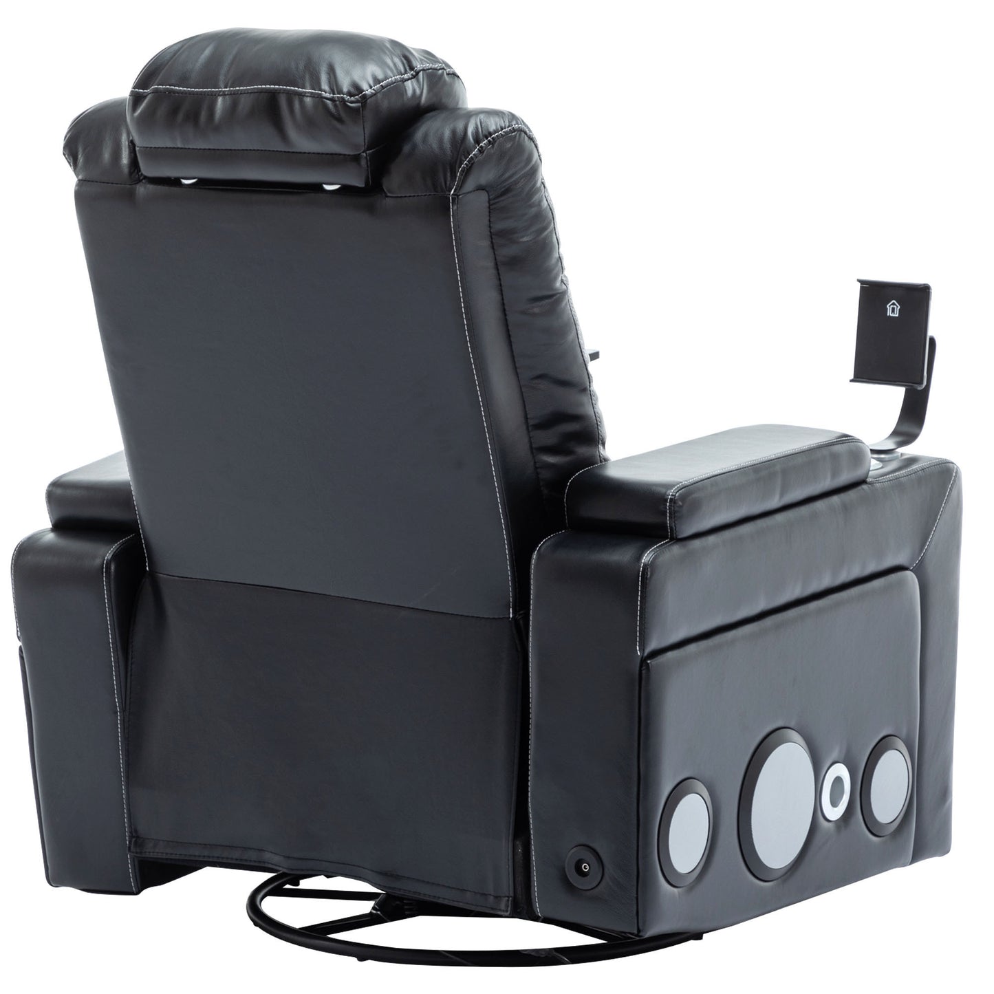 Luxurious Bluetooth Surround Sound Power Recliner with Swivel and Storage, Black