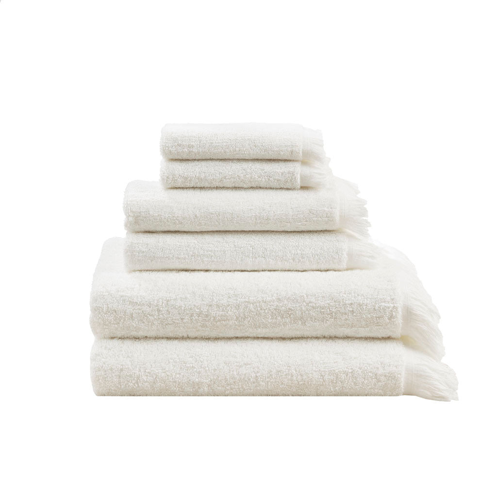 Luxurious Cotton Towel Set with Ink Dyed Slub Pattern - 6 Piece