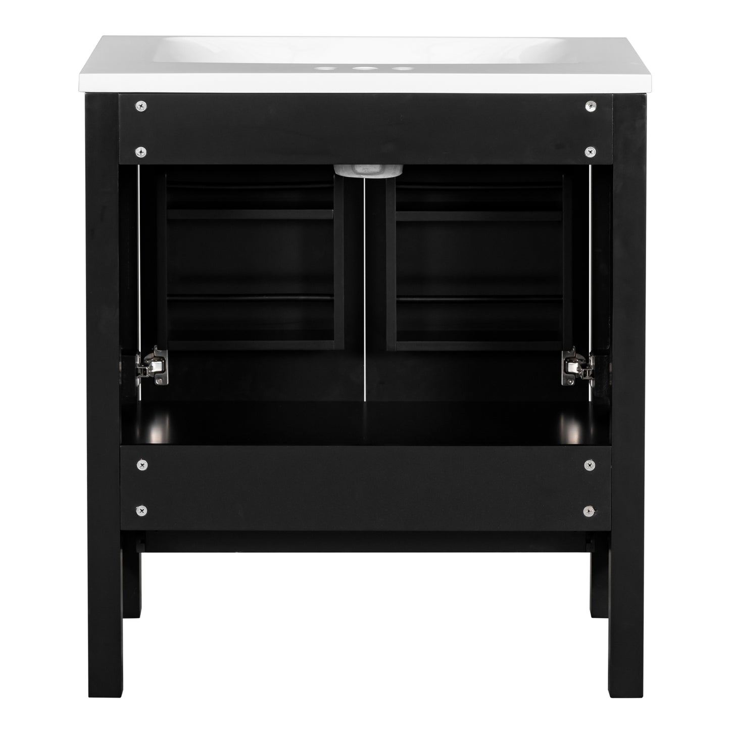 30" Black Bathroom Vanity with Single Sink, Combo Cabinet Undermount Sink, Bathroom Storage Cabinet with 2 Doors and a Drawer, Soft Closing, Multifunctional Storage, Solid Wood Frame