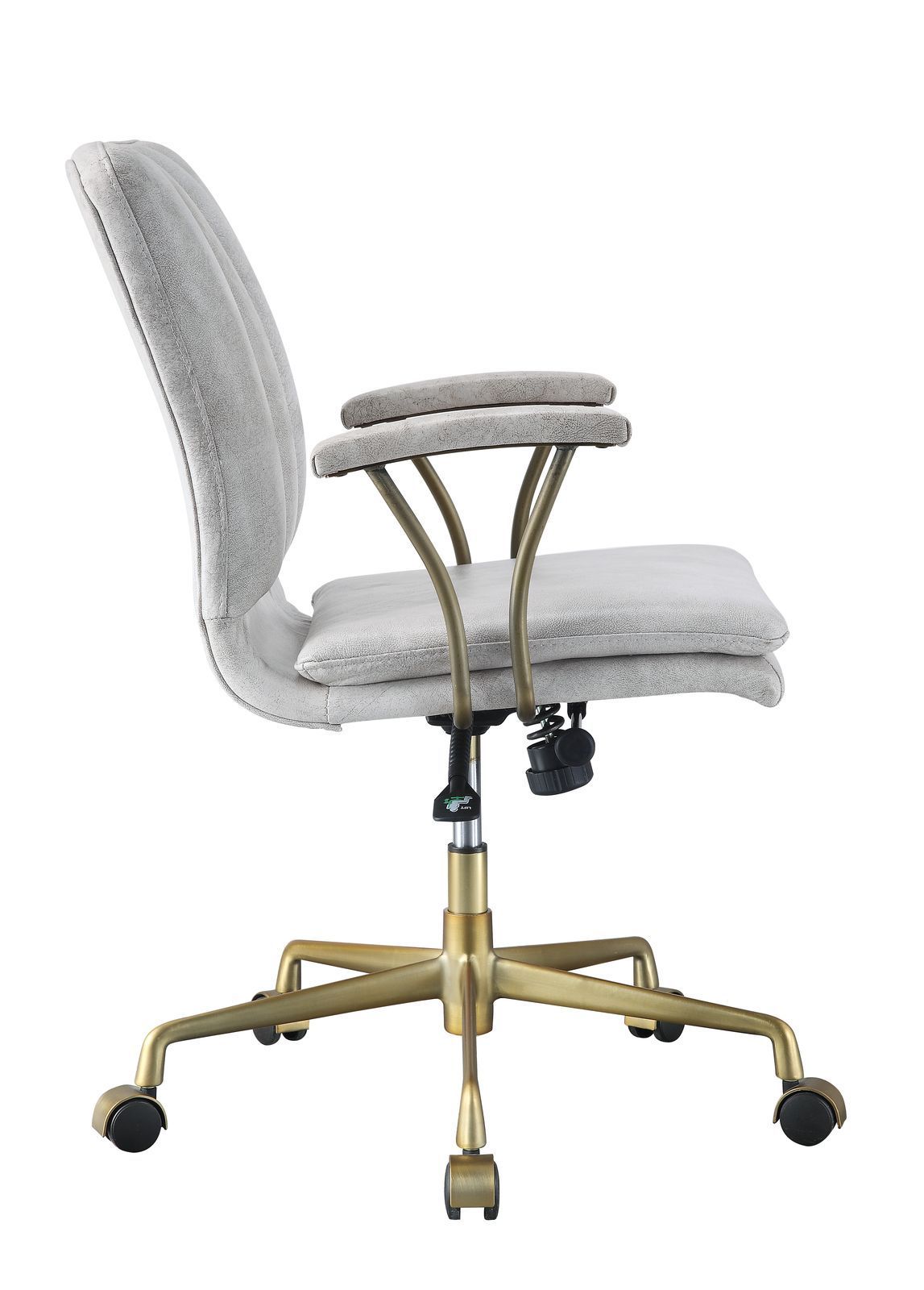 Damir Office Chair, Vintage White Top Grain Leather & Gold 92422